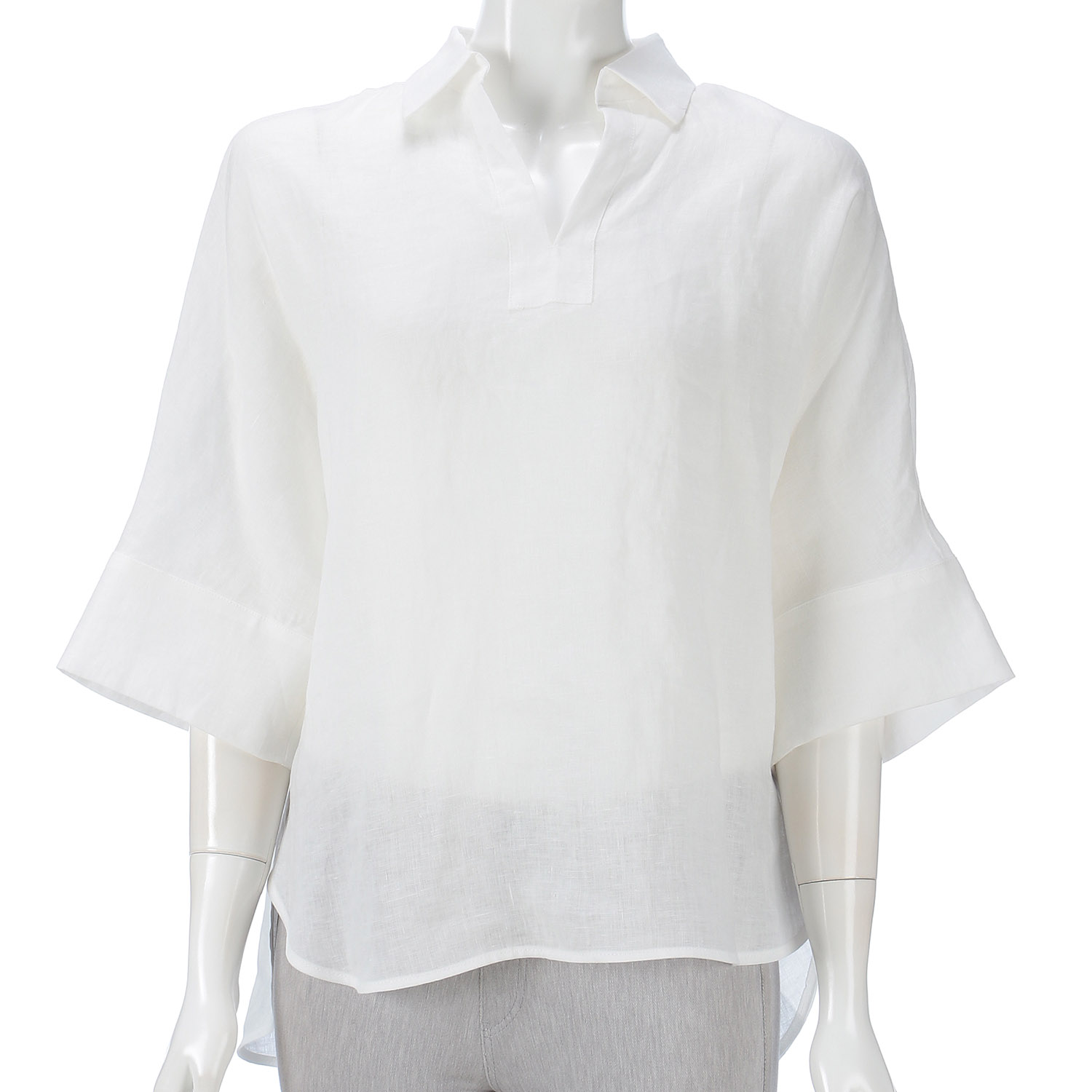 KOKIA 襟付きスキッパー麻ブラウス - 画像2