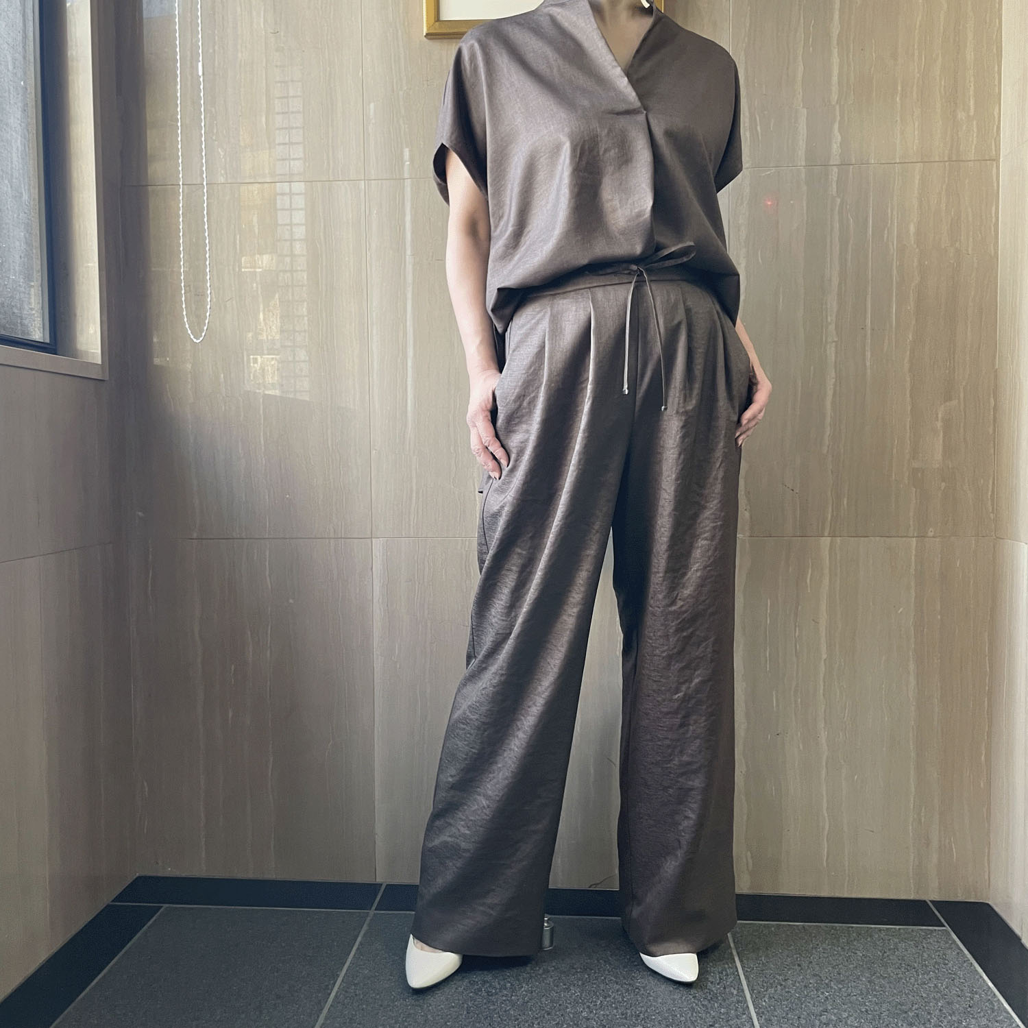 KOKIA 麻調ツイルワイドパンツ - 画像4