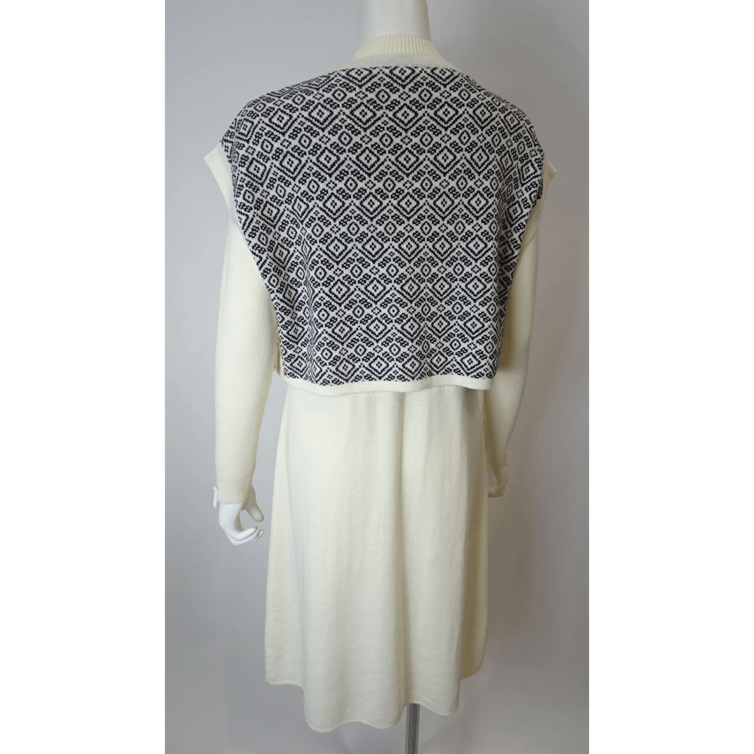 【Inata Live】Super Beauty ジャガード編みニットベスト×ニットOP アンサンブルワンピース - 画像12