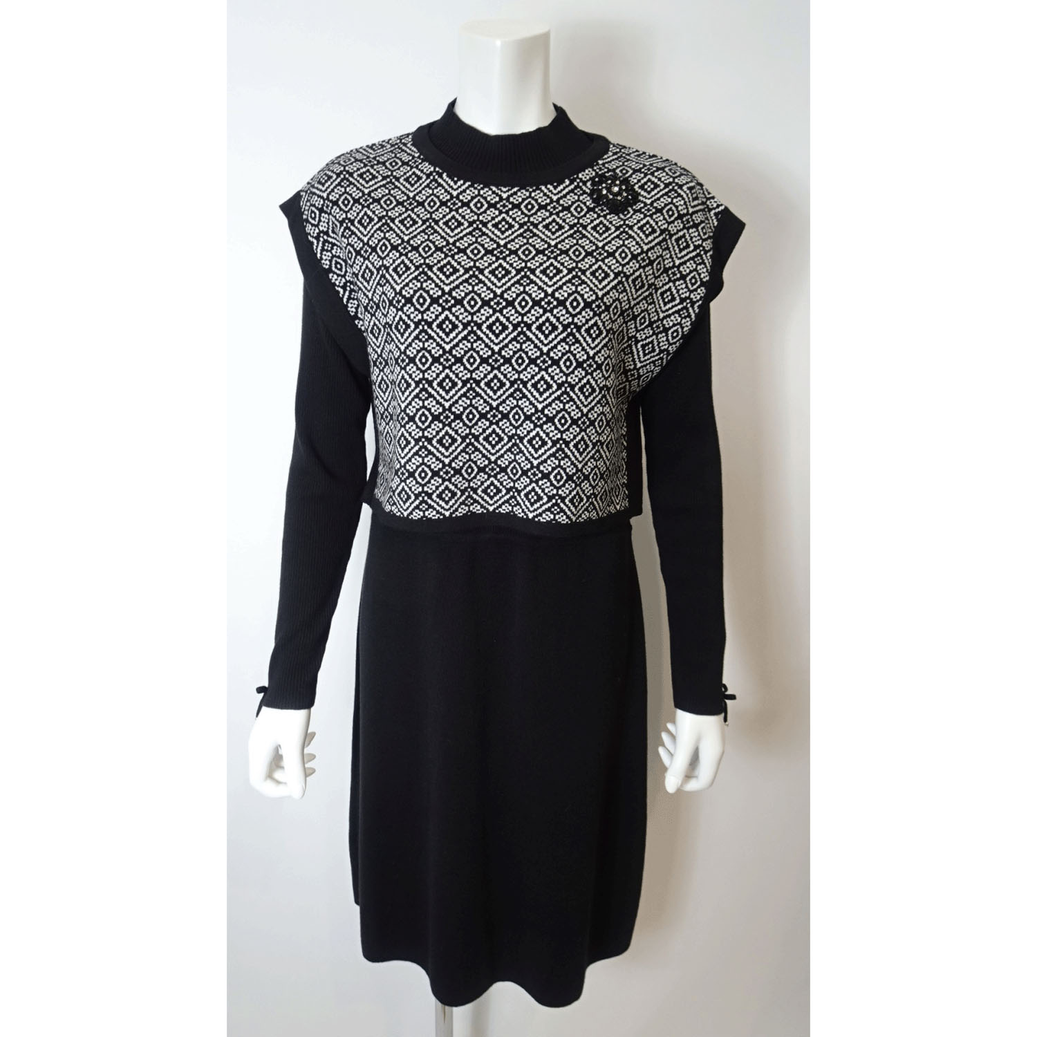 【Inata Live】Super Beauty ジャガード編みニットベスト×ニットOP アンサンブルワンピース - 画像15