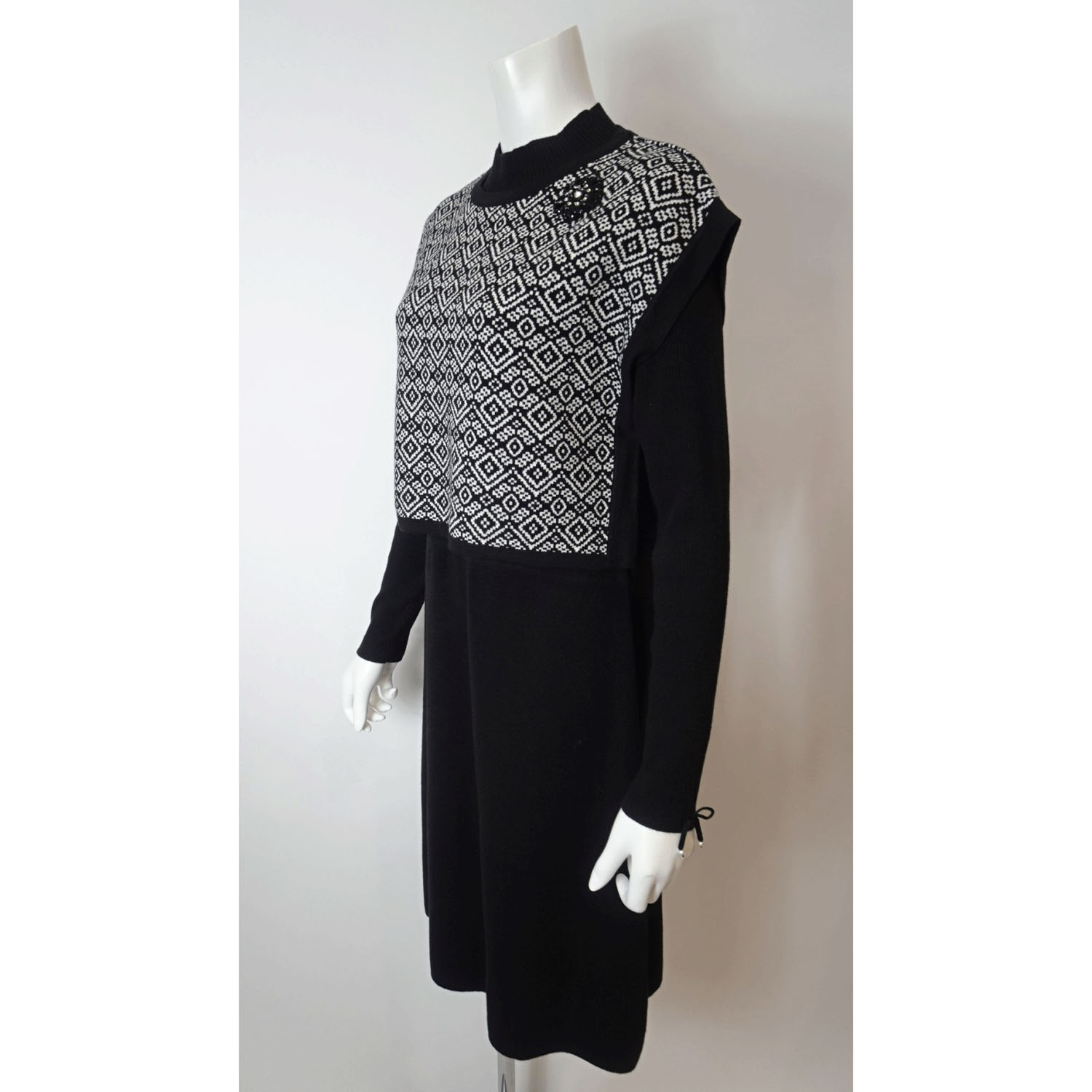 【Inata Live】Super Beauty ジャガード編みニットベスト×ニットOP アンサンブルワンピース - 画像16