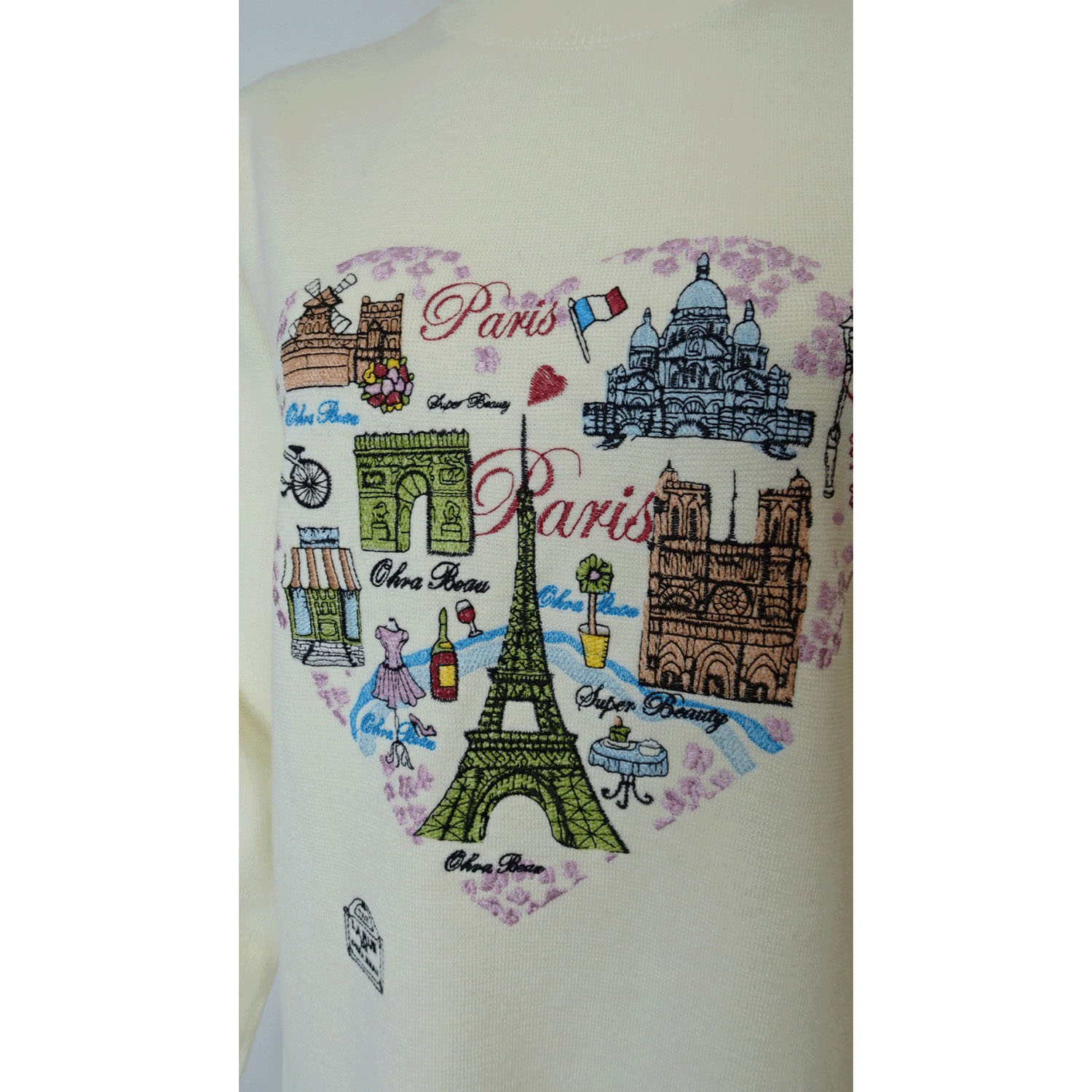 Super Beauty 胸元Paris刺しゅう入りハイネックニットワンピース - 画像6