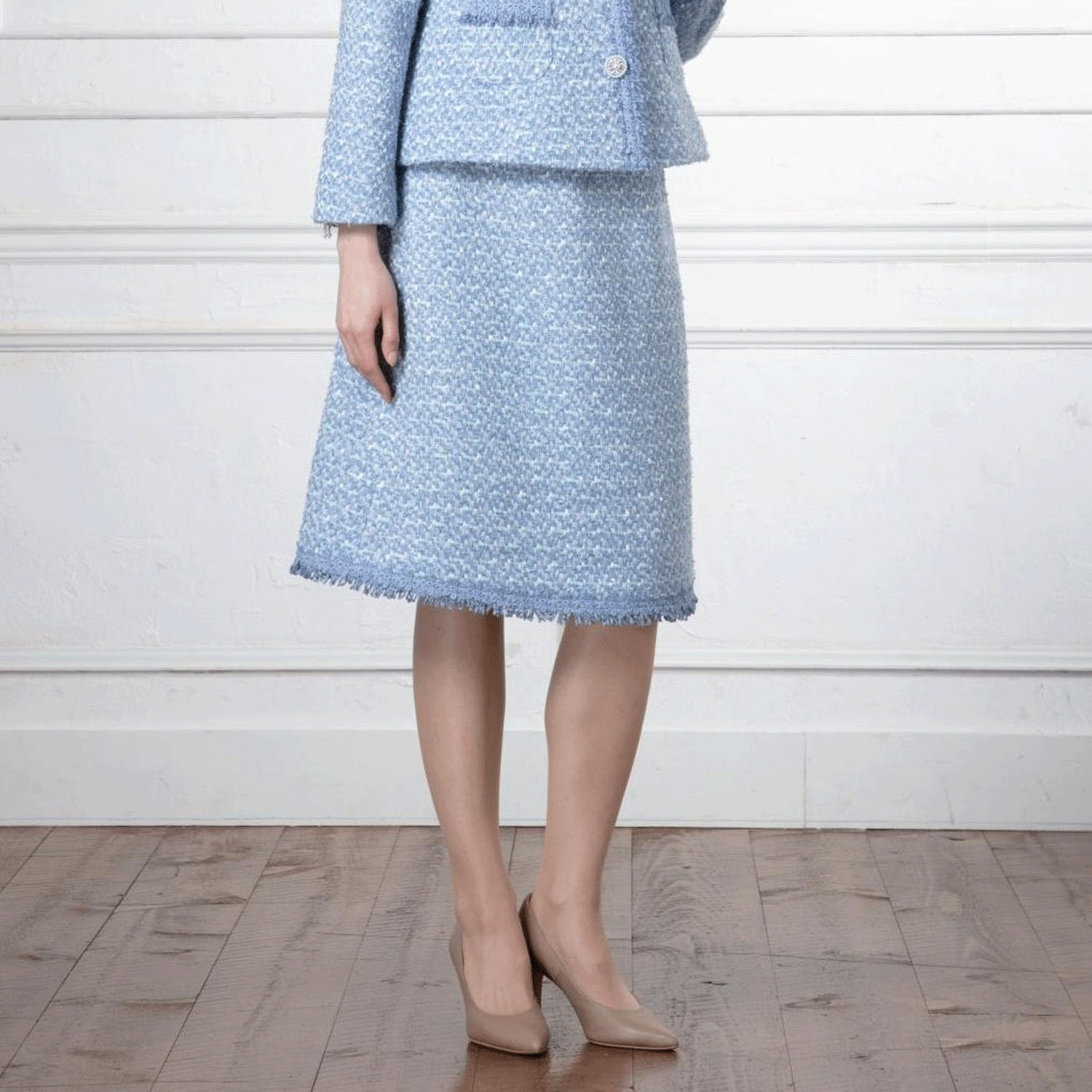 Super Beauty 裾レース使いツイード生地スカート - 画像5