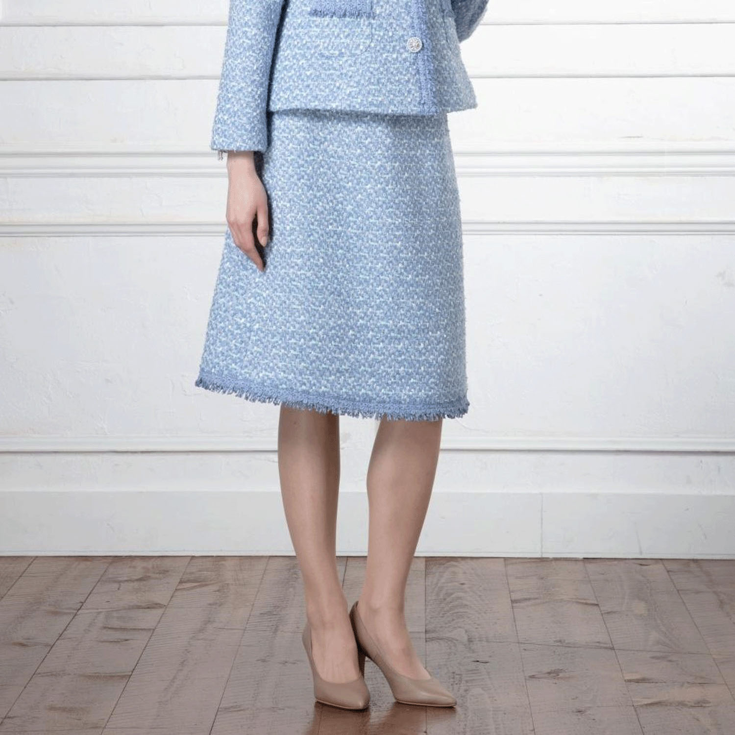Super Beauty 裾レース使いツイード生地スカート