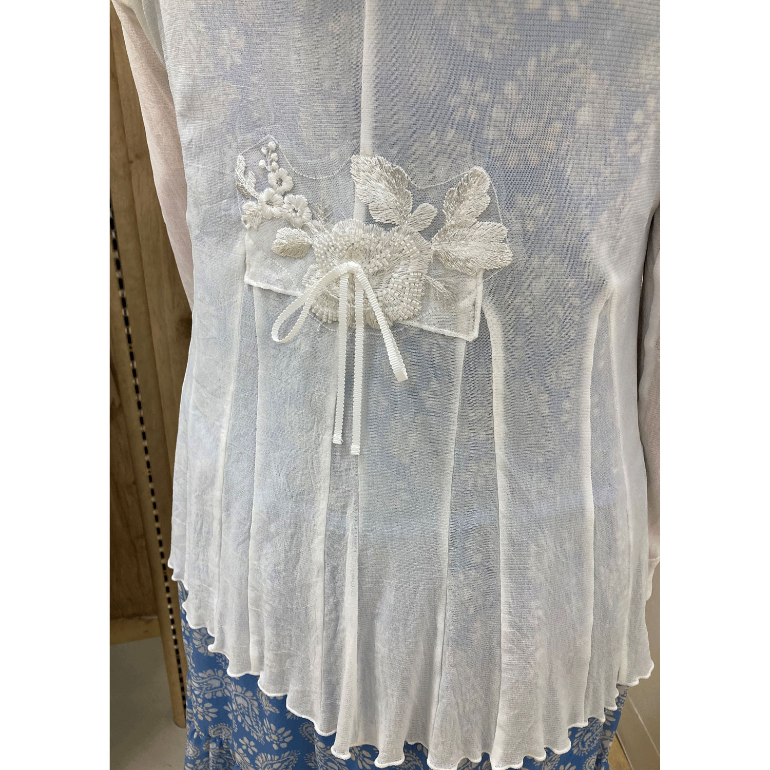 Super Beauty ビーズ×スパンコール×刺繍入りパワーネット素材カーディガン - 画像6