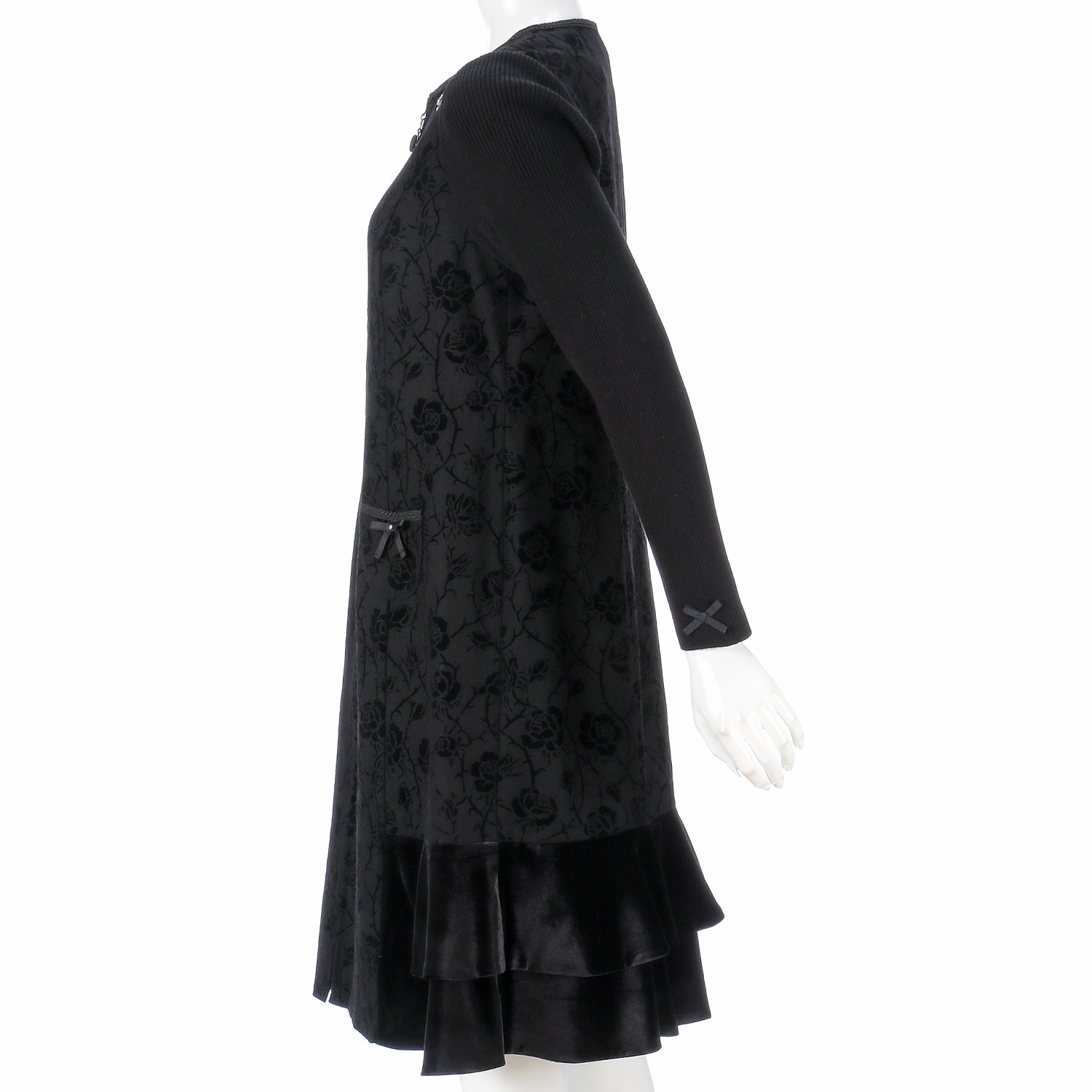 Super Beauty 裾フリルフロッキプリント前あきワンピース - 画像12