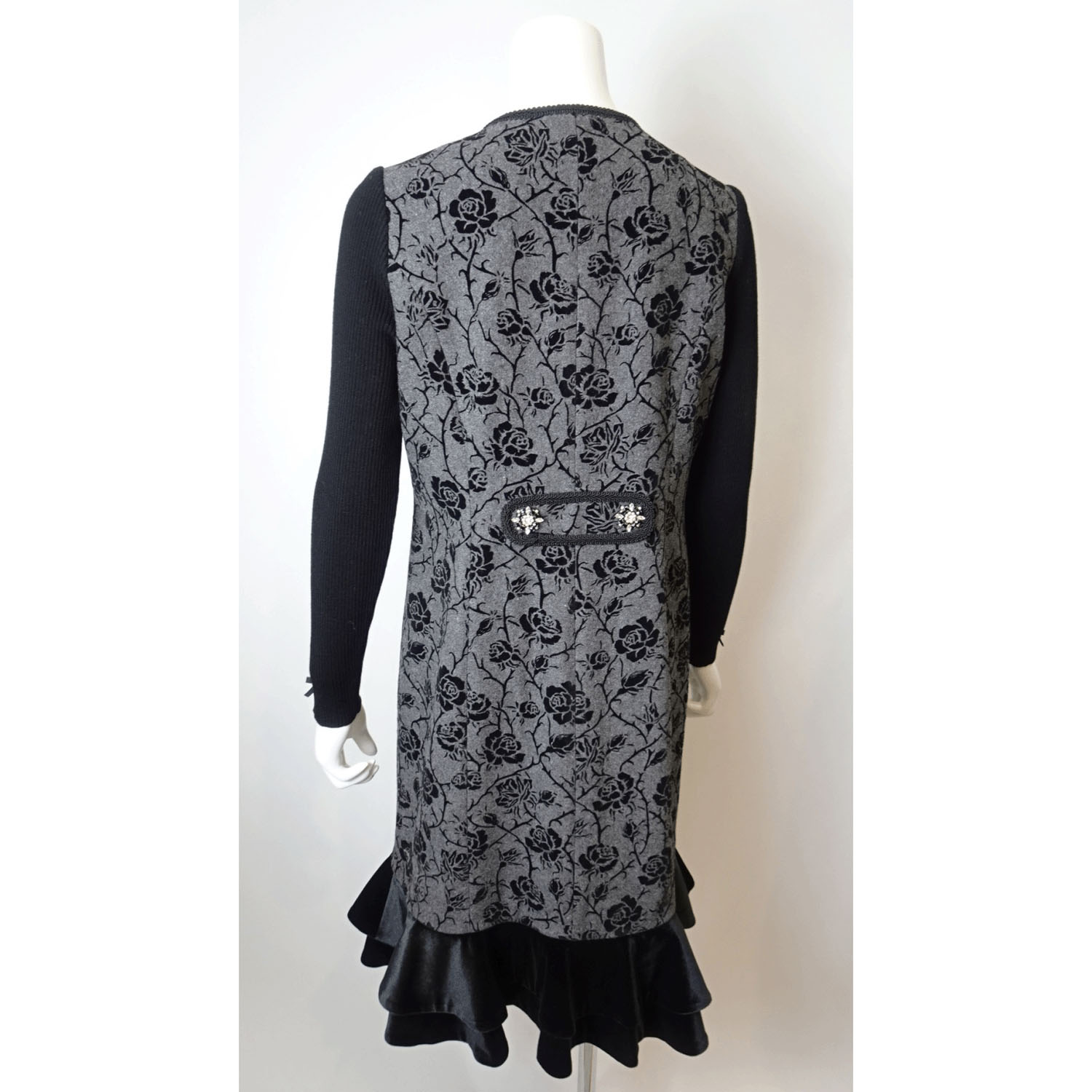 Super Beauty 裾フリルフロッキプリント前あきワンピース - 画像4