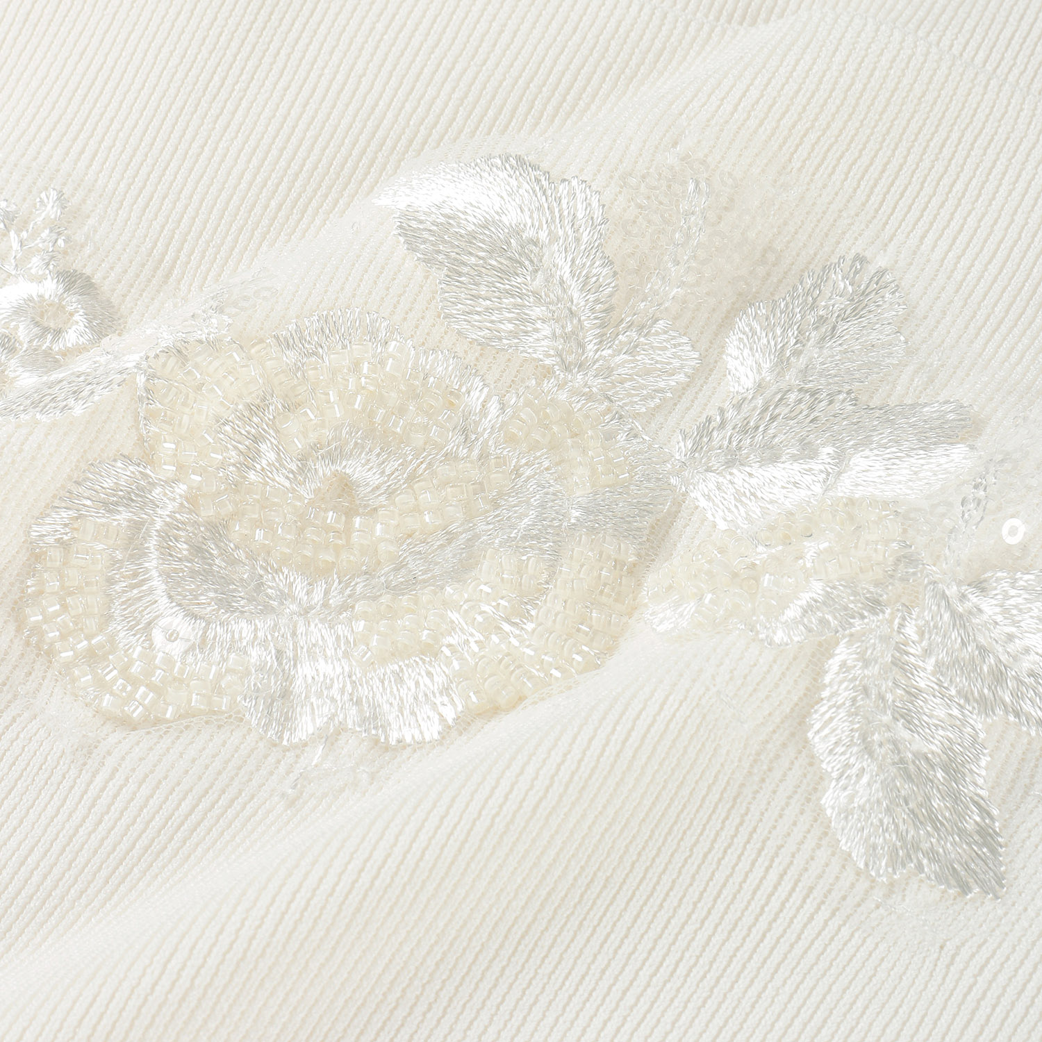 Super Beauty 胸元スパンコール刺しゅう使い半袖ニット - 画像7