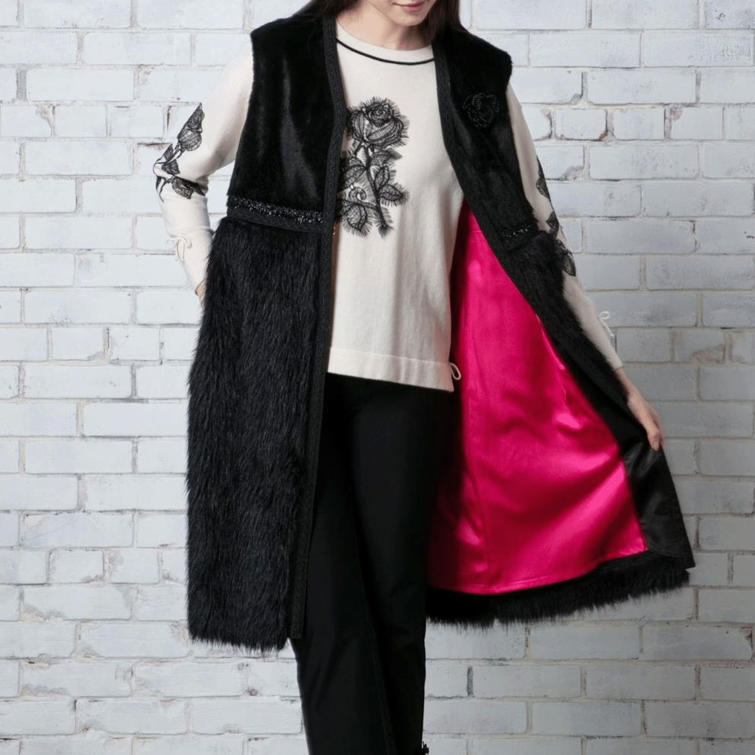 Super Beauty 起毛切替ロングジレ