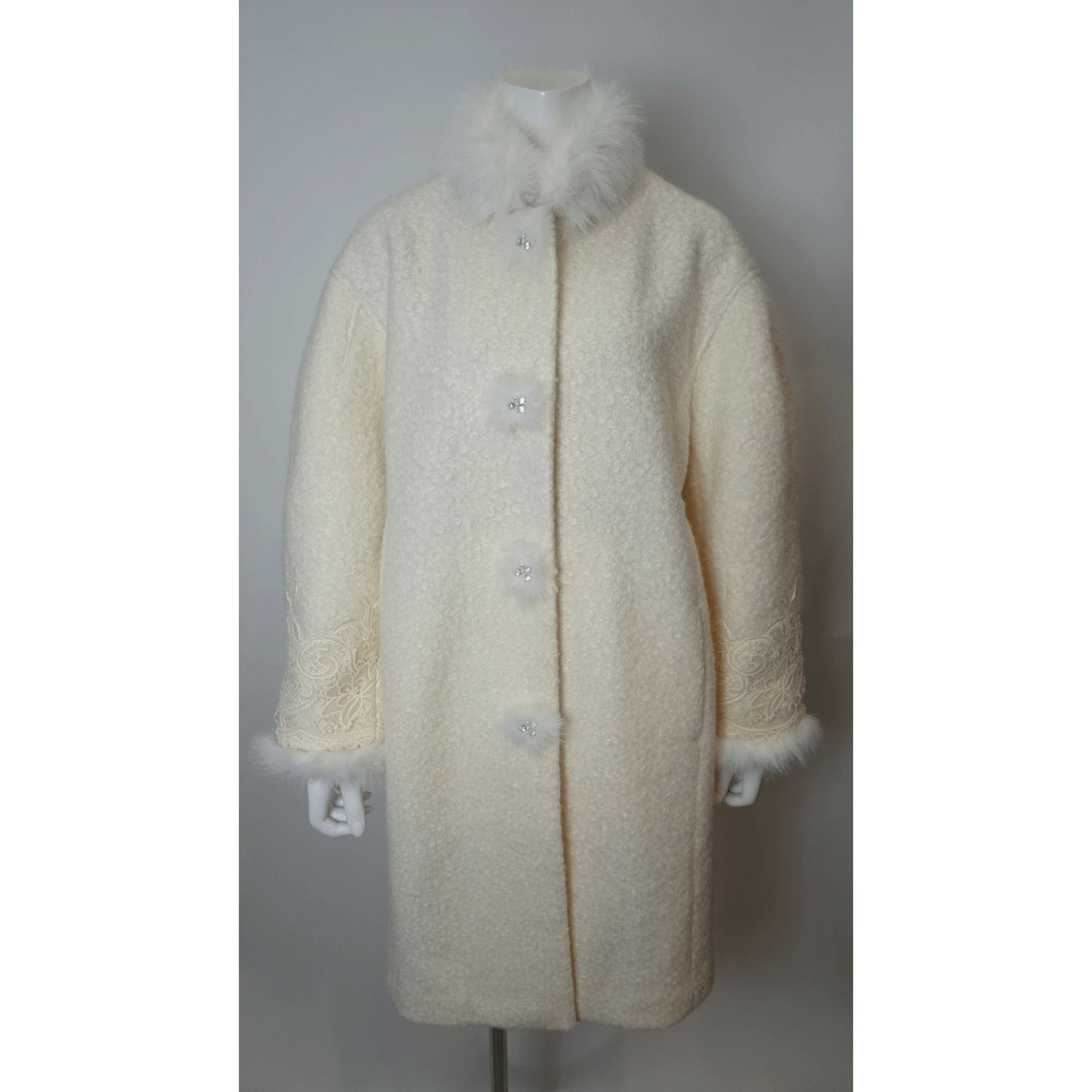 【Inata Live】Super Beauty ファー使い花モチーフ付コート - 画像7