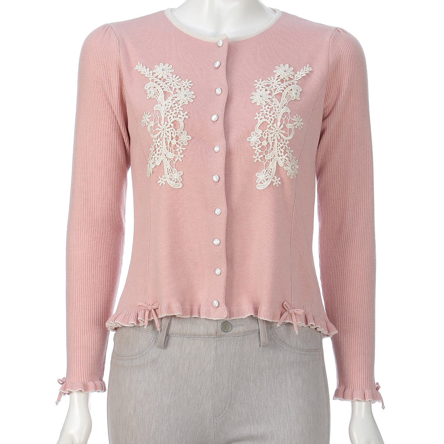 Super Beauty レースモチーフニットカーディガン