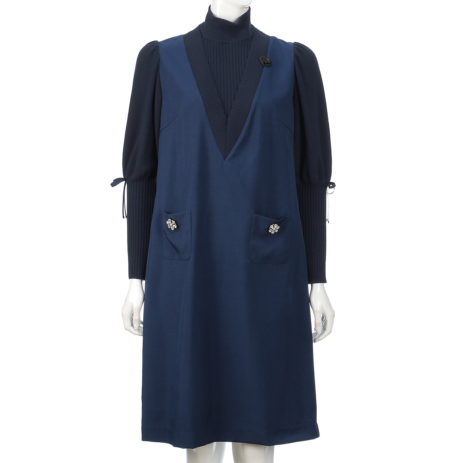 Super Beauty レイヤード風コンビワンピース - 画像8