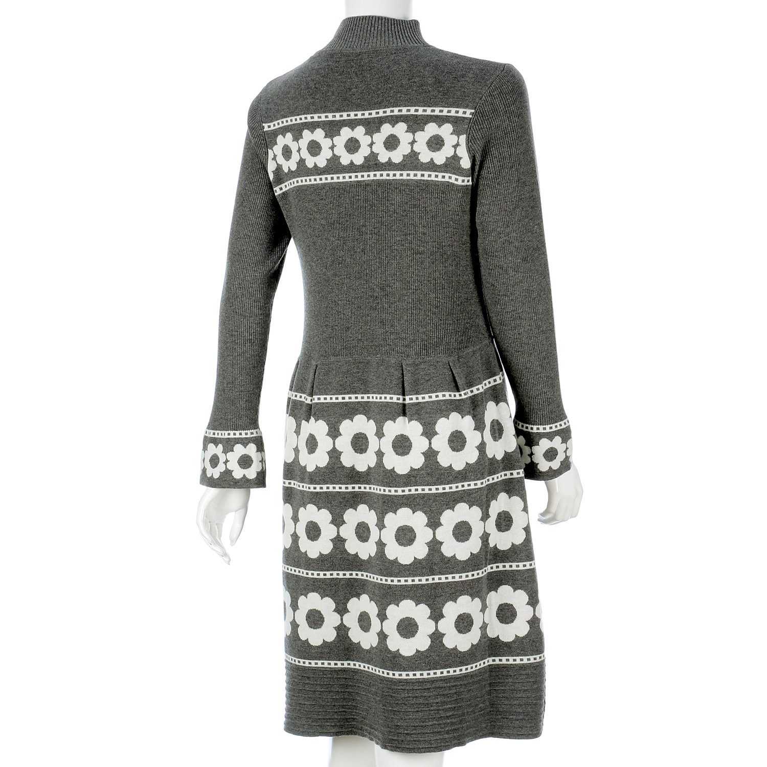 Super Beauty 花柄ジャガード編みニットワンピース - 画像2