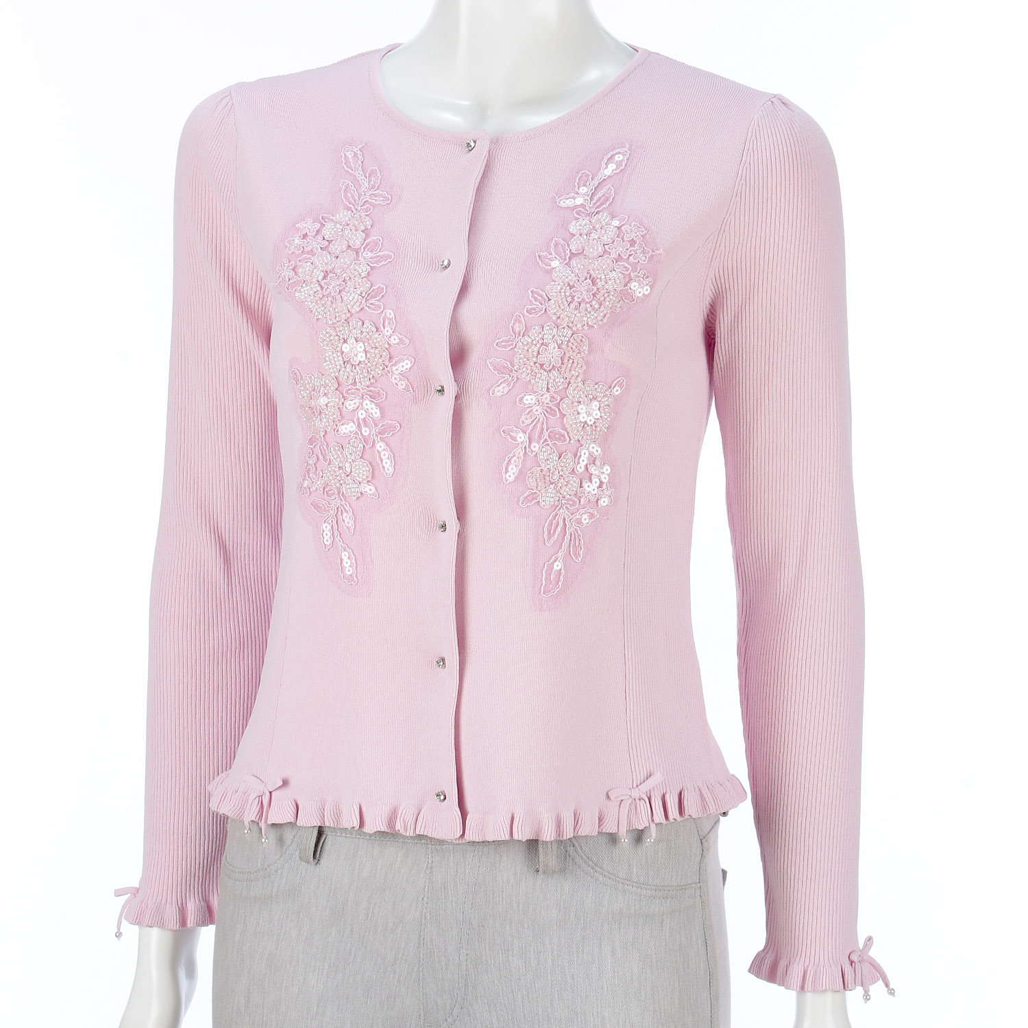 【Insta Live】Super Beauty 前立てスパンコール使い裾フリルカーディガン - 画像21