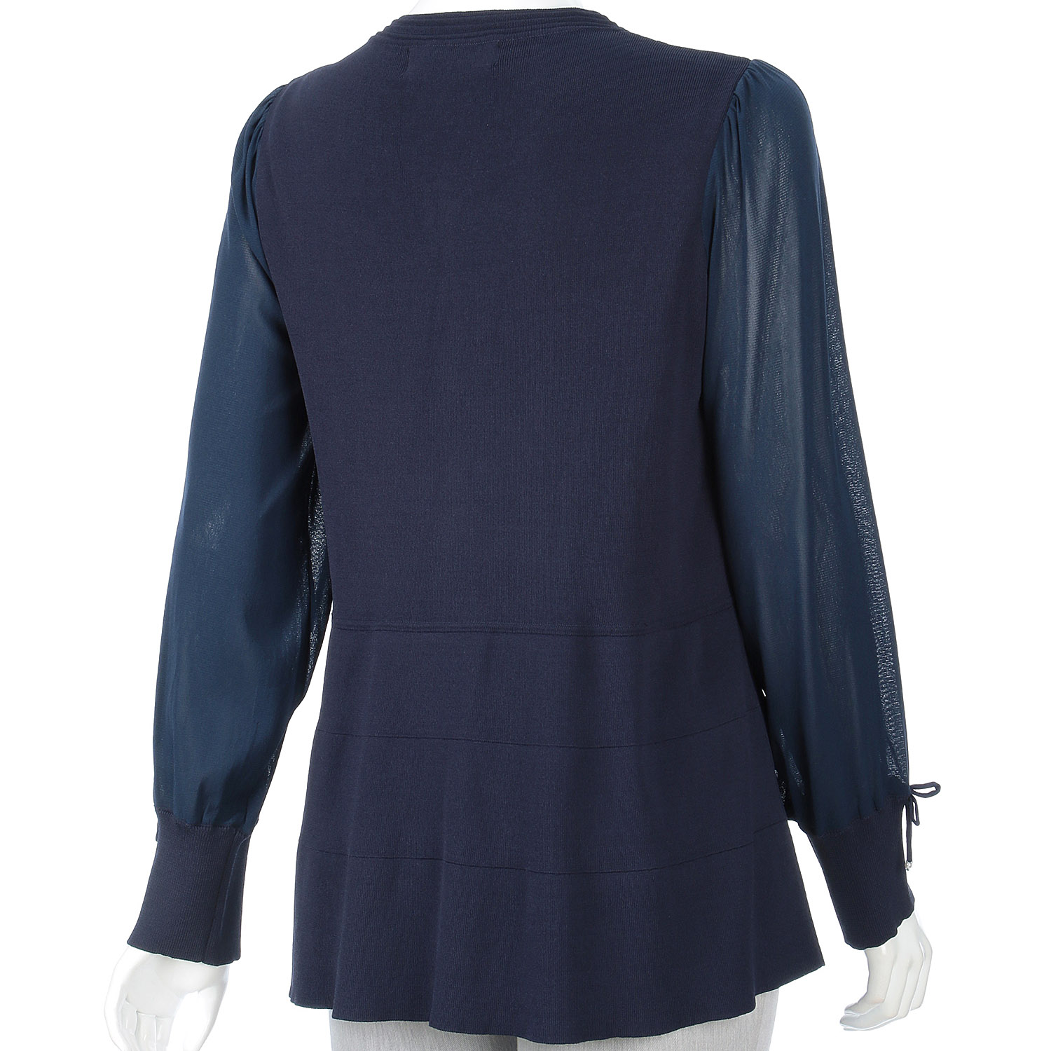 Super Beauty かぎ針花モチーフ付袖パワーネット素材セーター - 画像14