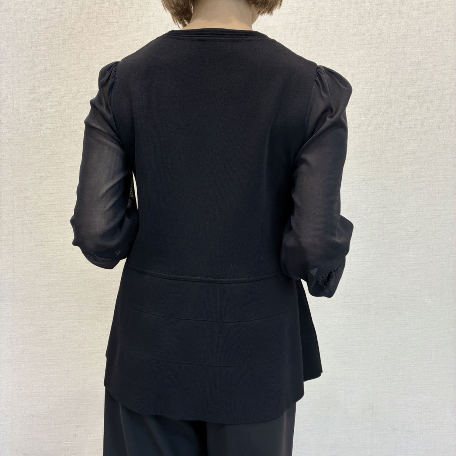 Super Beauty かぎ針花モチーフ付袖パワーネット素材セーター - 画像5