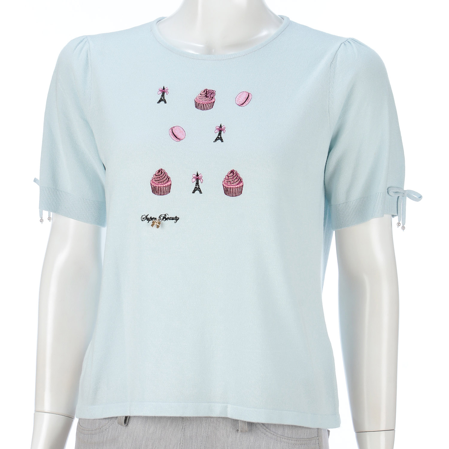 【Insta Live】Super Beauty スイーツ刺しゅう半袖セーター - 画像11