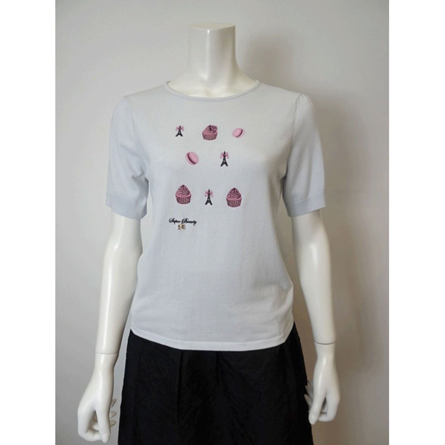 【Insta Live】Super Beauty スイーツ刺しゅう半袖セーター - 画像7