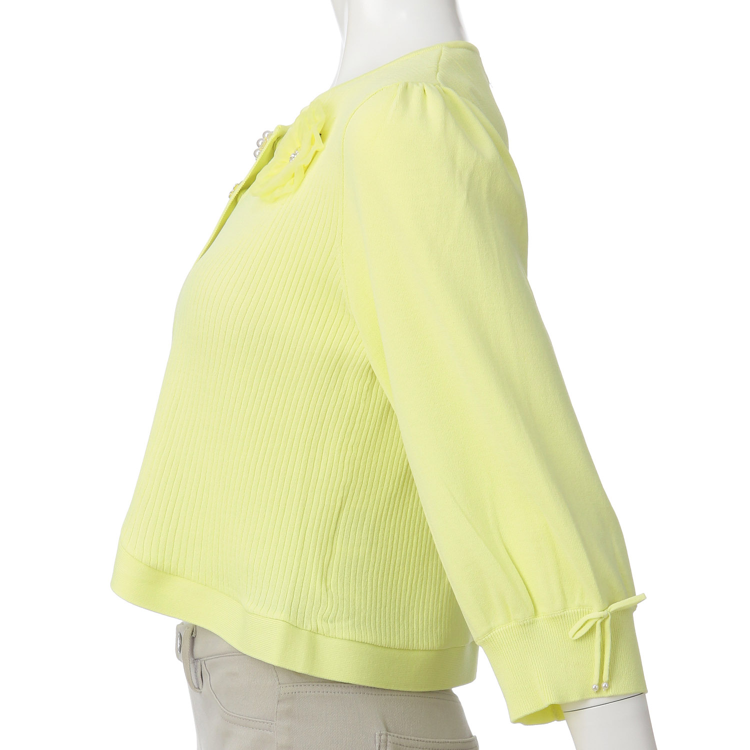 【4月初旬入荷予定】Super Beauty ジュエルボタン付きふんわりギャザー袖ニットボレロ - 画像6