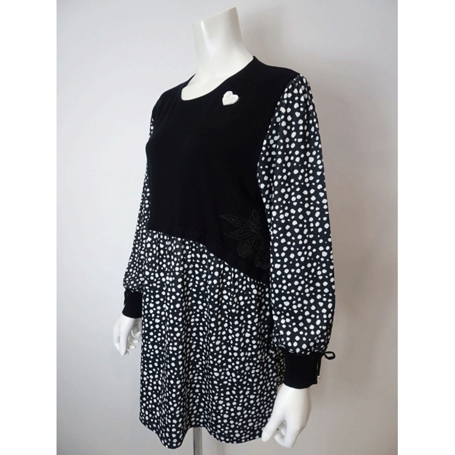 【Insta Live】Super Beauty 水玉柄異素材ドッキングチュニック - 画像6