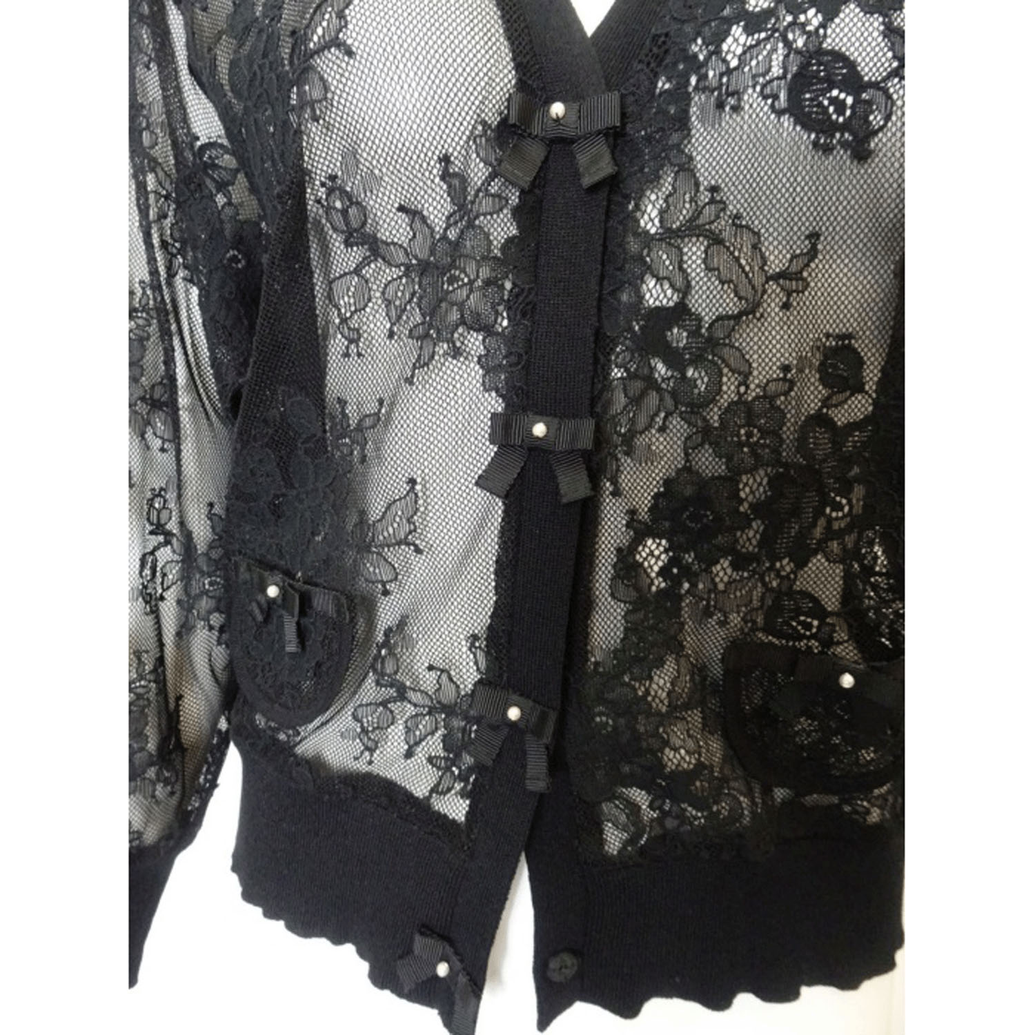 【4月上旬入荷予定】Super Beauty 透かしレース編みVネックニットカーディガン - 画像15