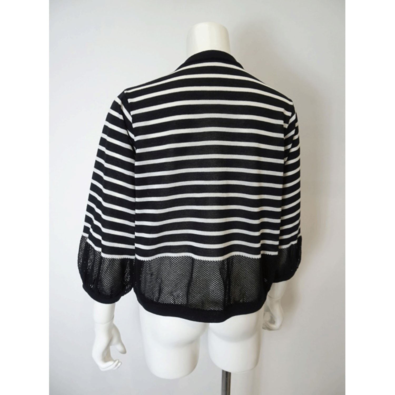 Super Beauty 袖バルーンデザインボーダー柄ニットカーディガン - 画像13