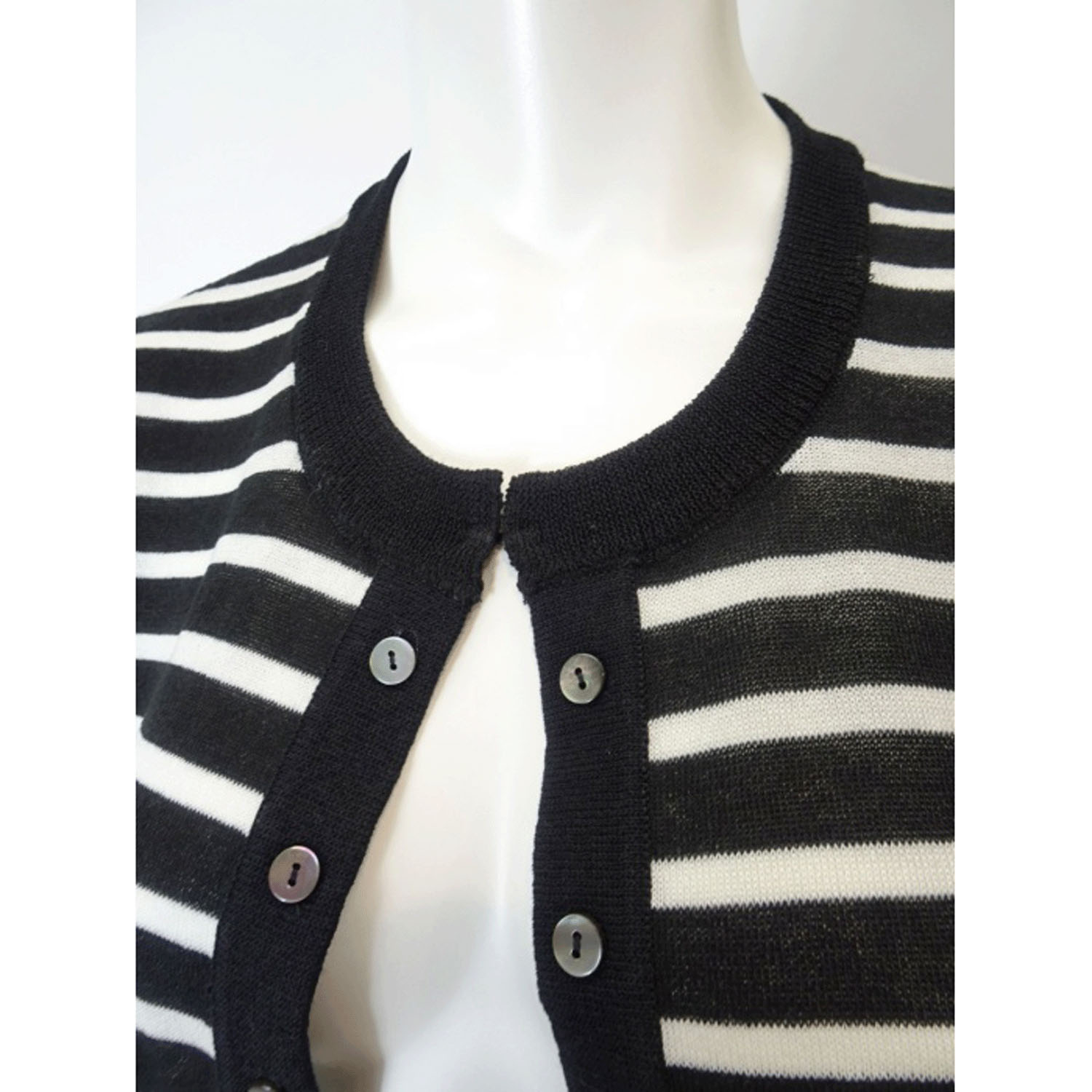 Super Beauty 袖バルーンデザインボーダー柄ニットカーディガン - 画像14