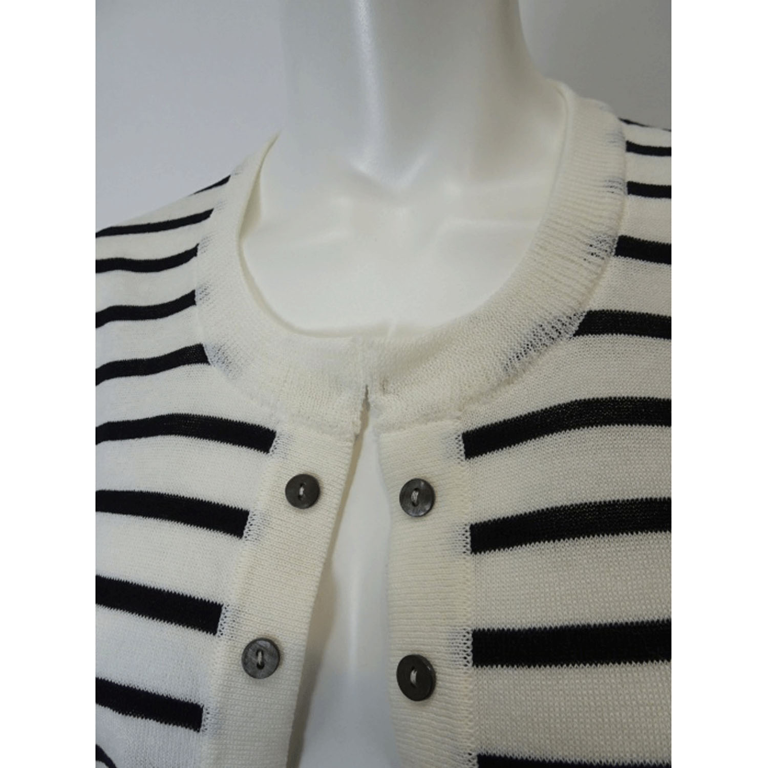 Super Beauty 袖バルーンデザインボーダー柄ニットカーディガン - 画像8
