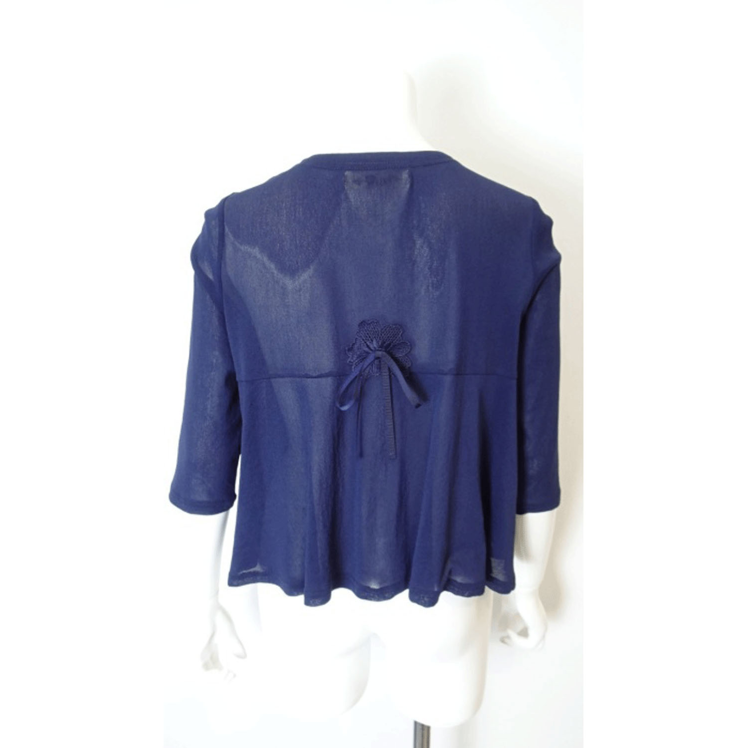 Super Beauty ギャザーデザイン ノーカラーパワーネット素材カーディガン - 画像8