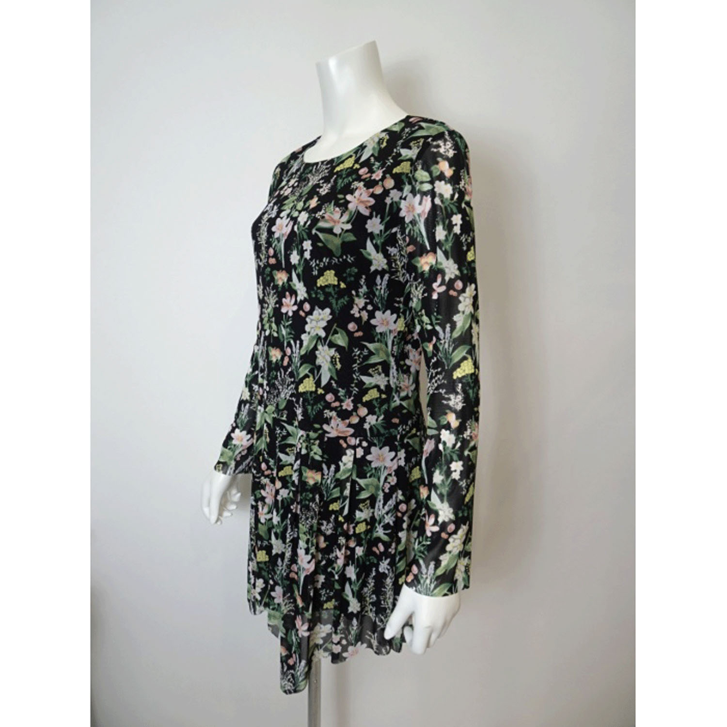 Super Beauty アシンメトリーヘム花柄プリントパワーネット素材チュニック - 画像7