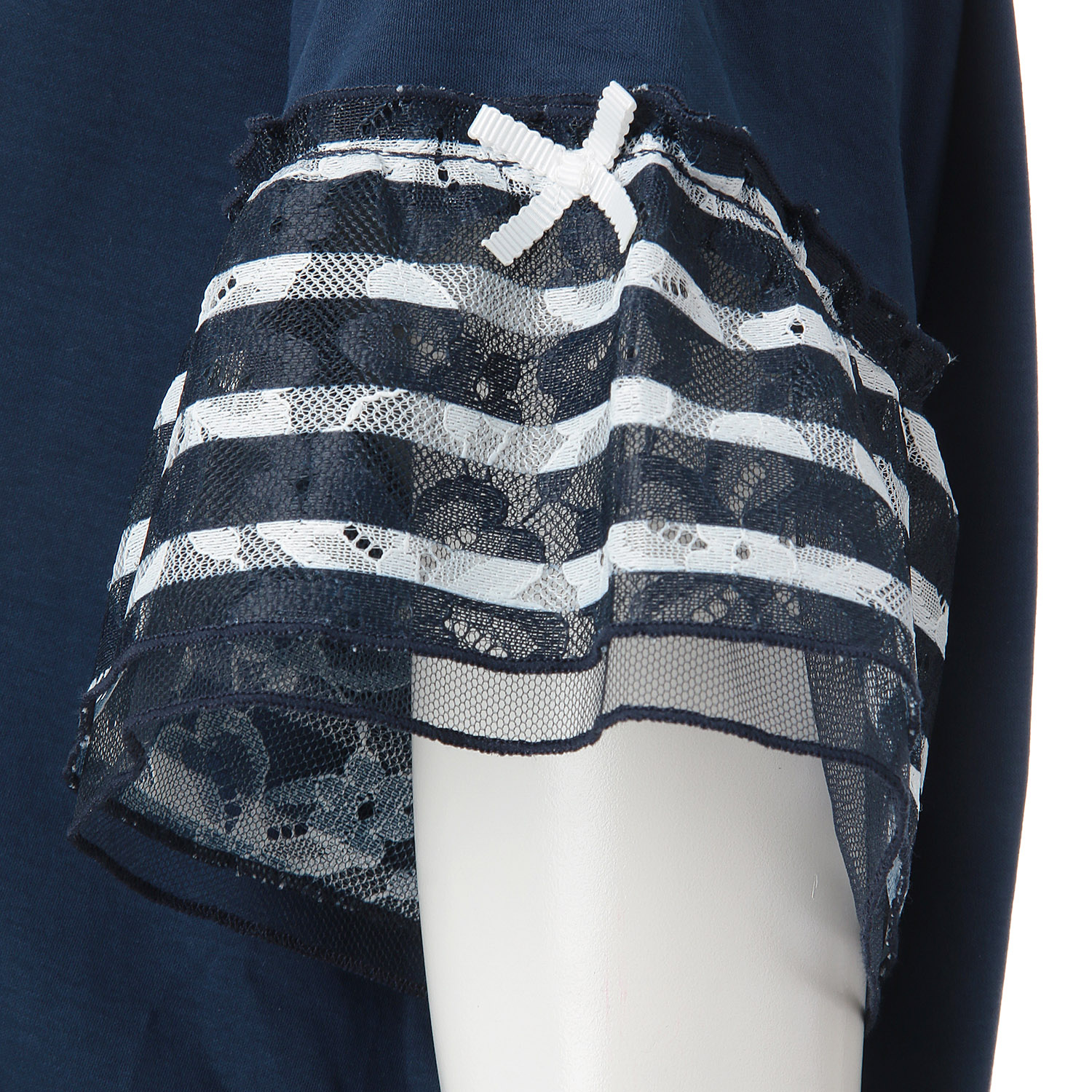 【3月下旬入荷予定】Super Beauty 胸元花刺しゅう袖ボーダー柄フリルTシャツ - 画像16