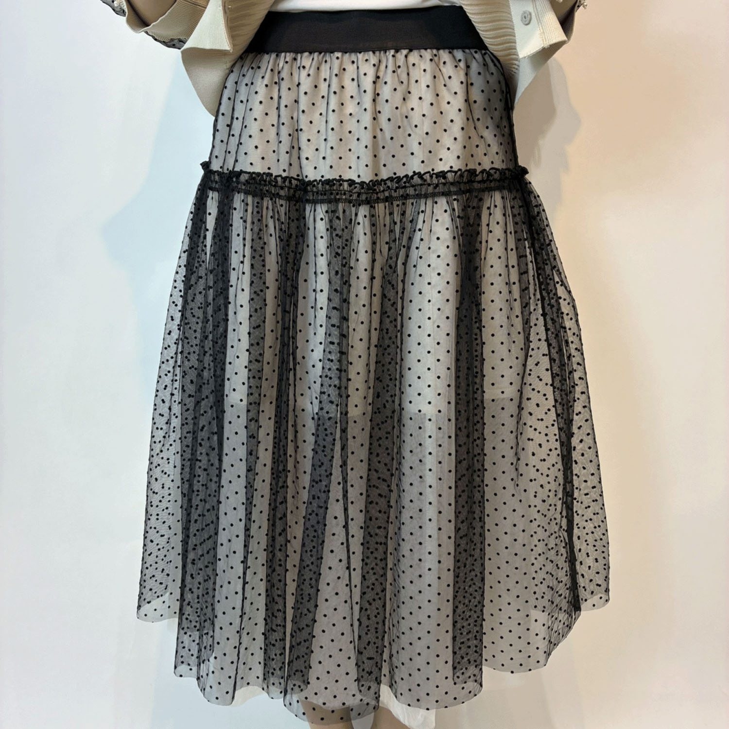 Super Beauty フロッキードットプリントスカート - 画像8