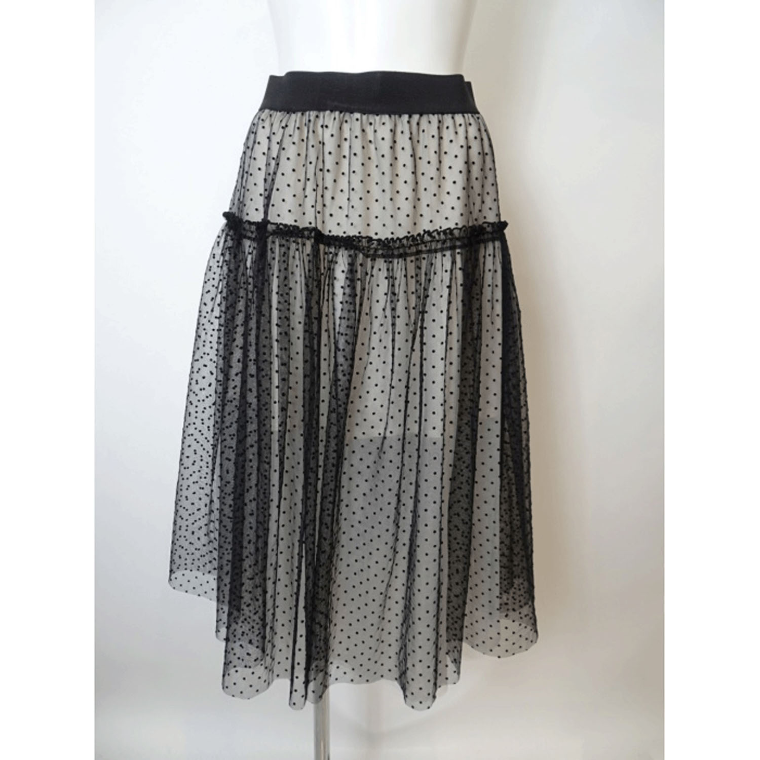 Super Beauty フロッキードットプリントスカート - 画像10