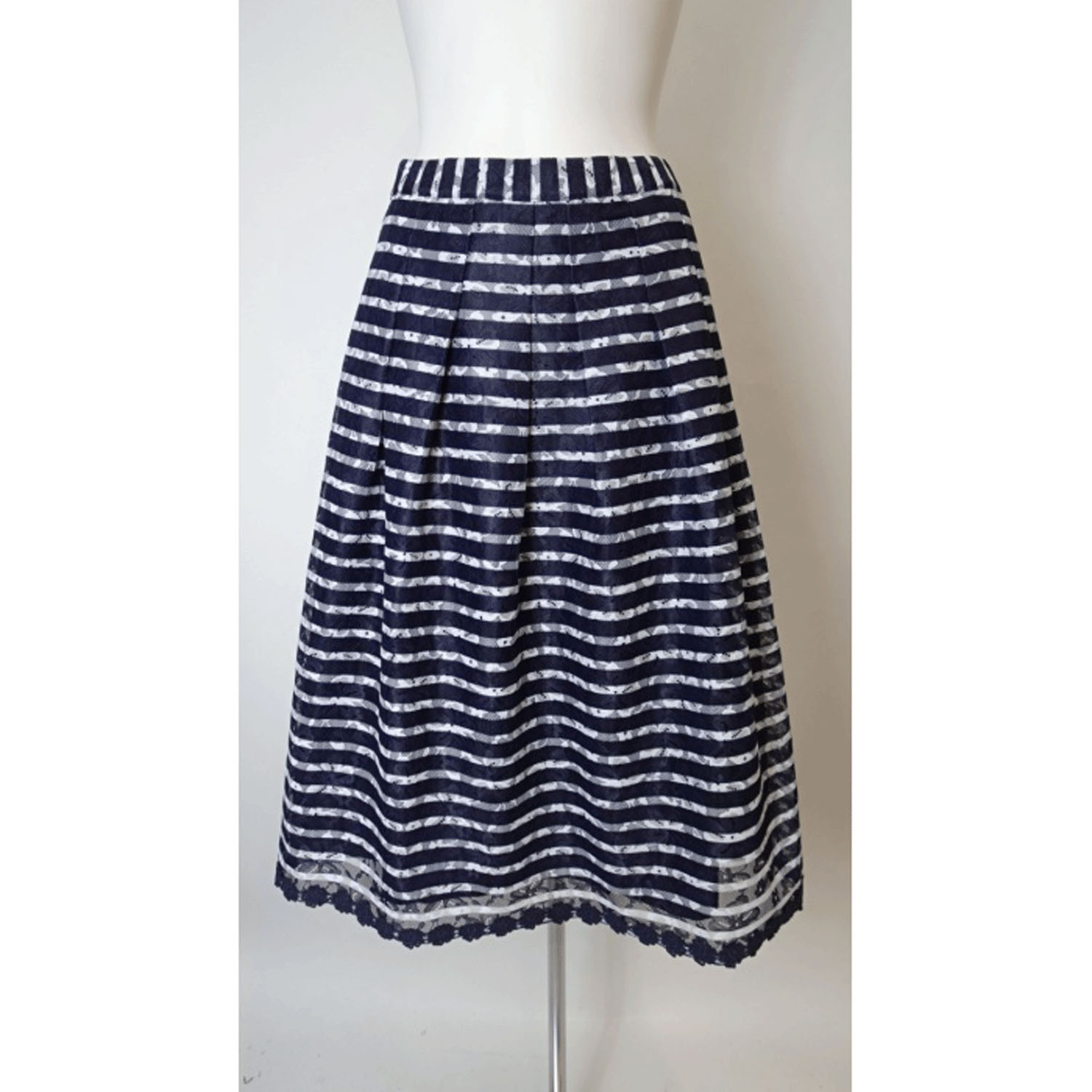 【4月初旬入荷予定】Super Beauty ボーダー柄プリントレース素材スカート - 画像11