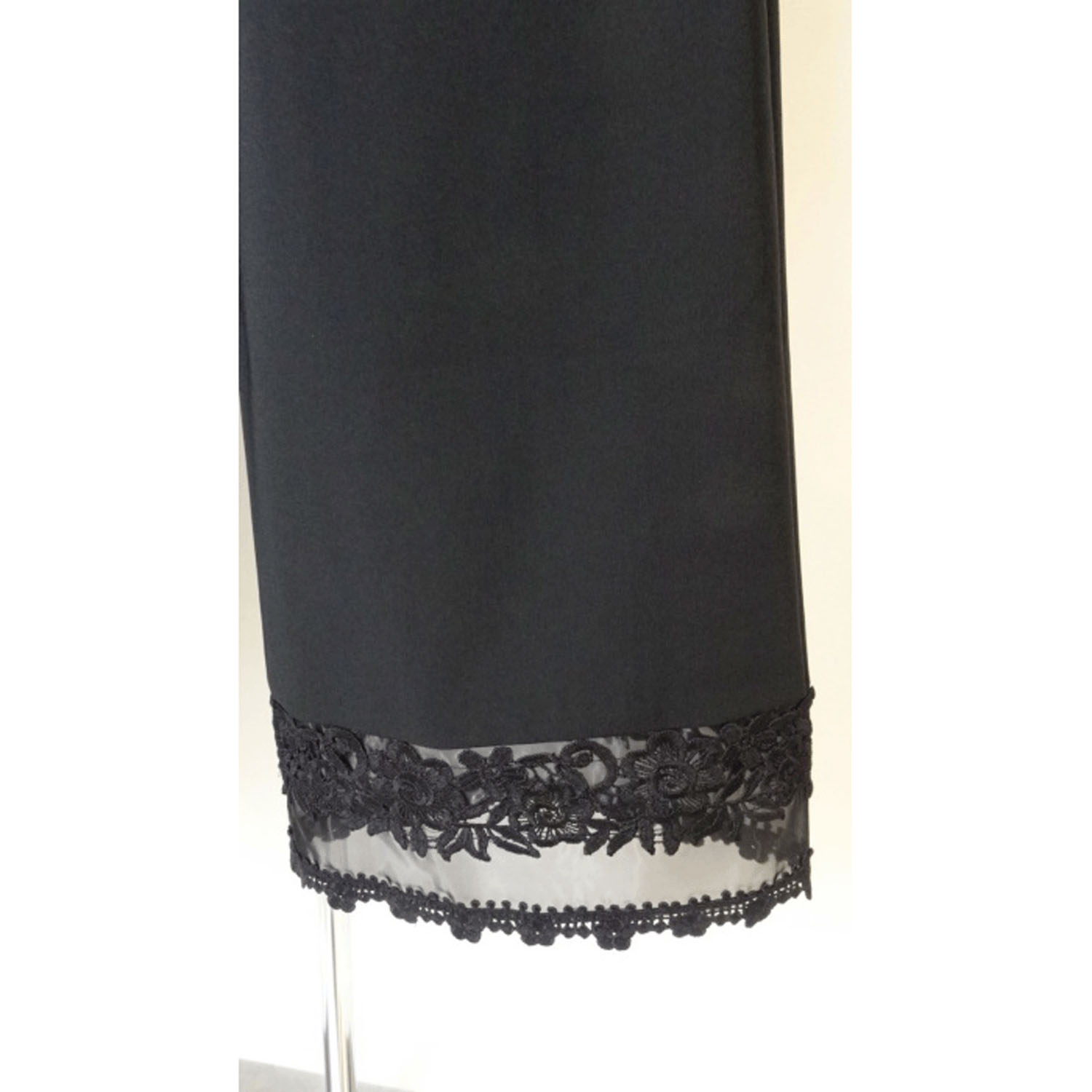 Super Beauty 裾レース×ジョーゼット素材切替ワイドパンツ - 画像6