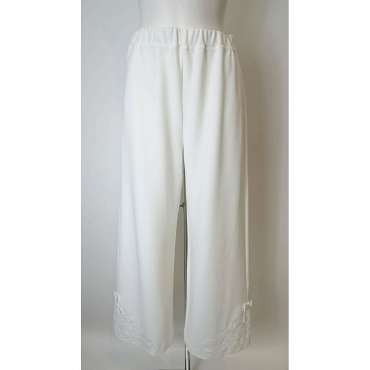 Super Beauty 裾サイド刺しゅう入りリボンデザインワイドパンツ - 画像6