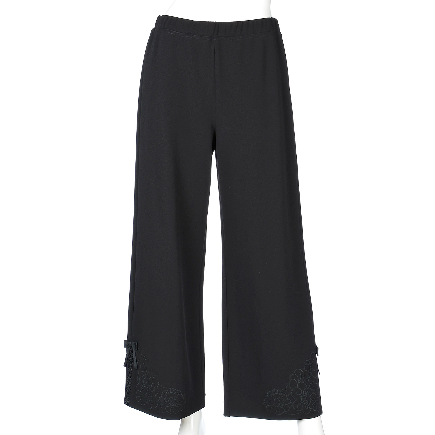 Super Beauty 裾サイド刺しゅう入りリボンデザインワイドパンツ - 画像8