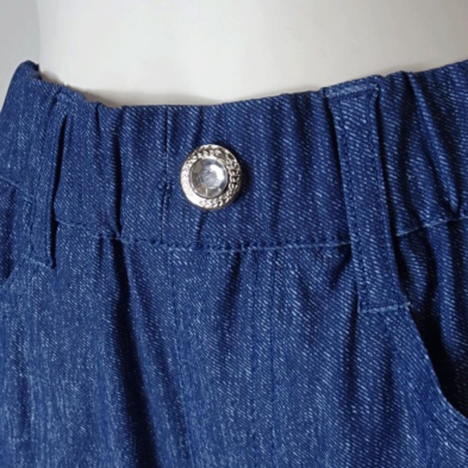 Super Beauty 裾レースデザインデニム風ストレッチパンツ - 画像13