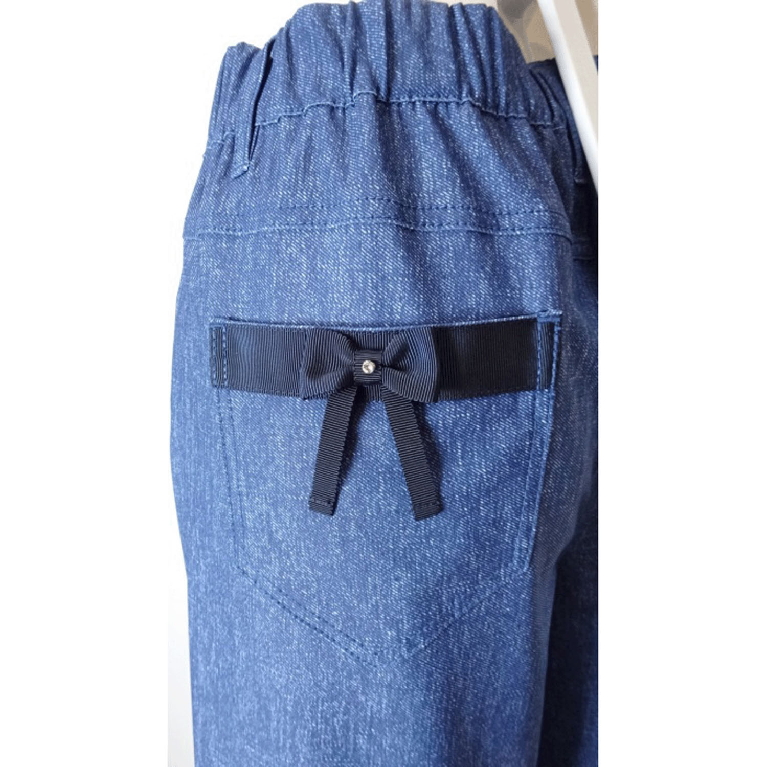 Super Beauty 裾レースデザインデニム風ストレッチパンツ - 画像15