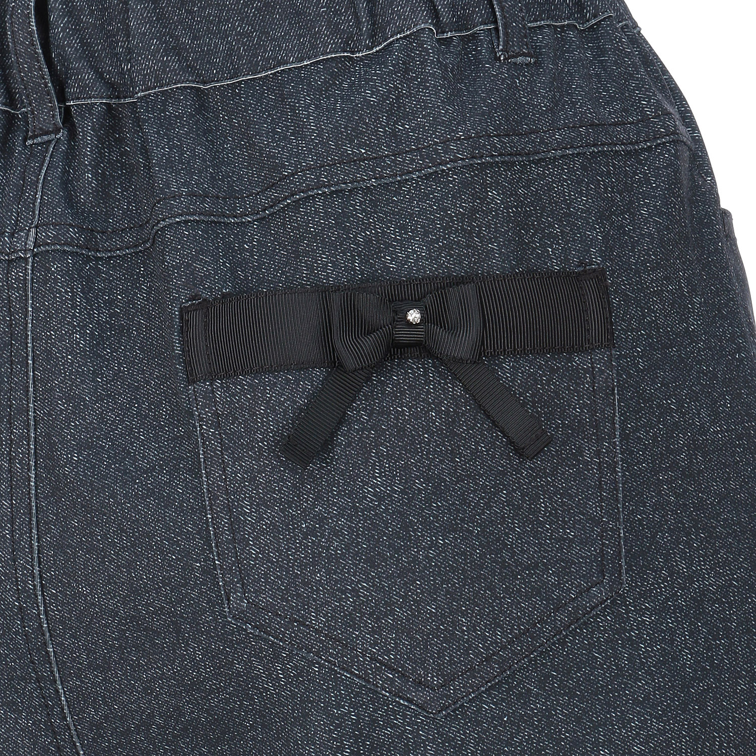 Super Beauty 裾レースデザインデニム風ストレッチパンツ - 画像4