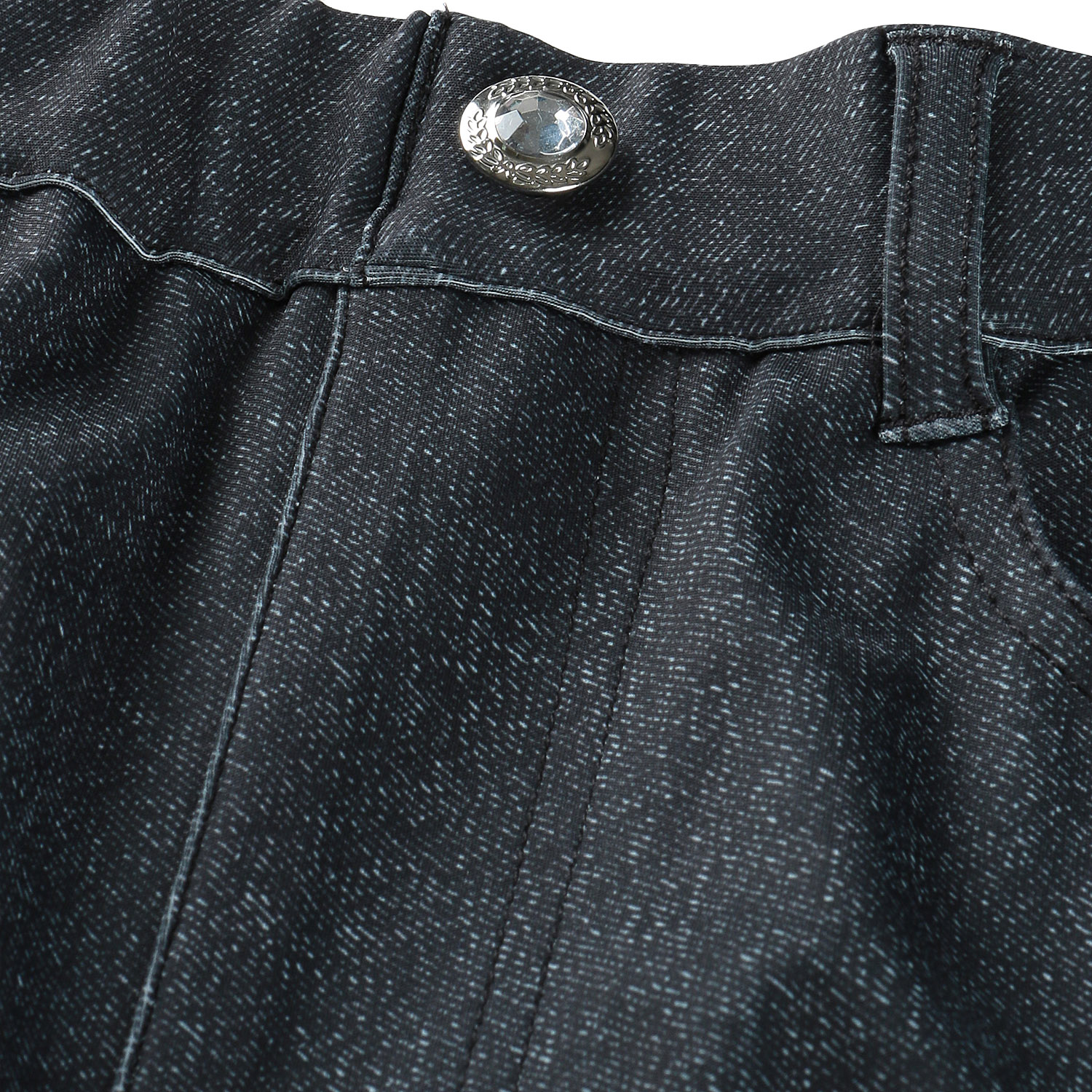 Super Beauty 裾レースデザインデニム風ストレッチパンツ - 画像6