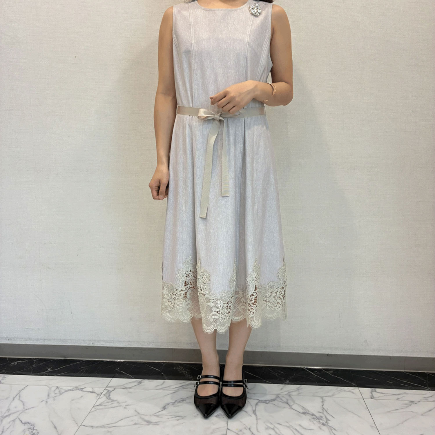 Super Beauty デニム風ノースリーブワンピース - 画像3