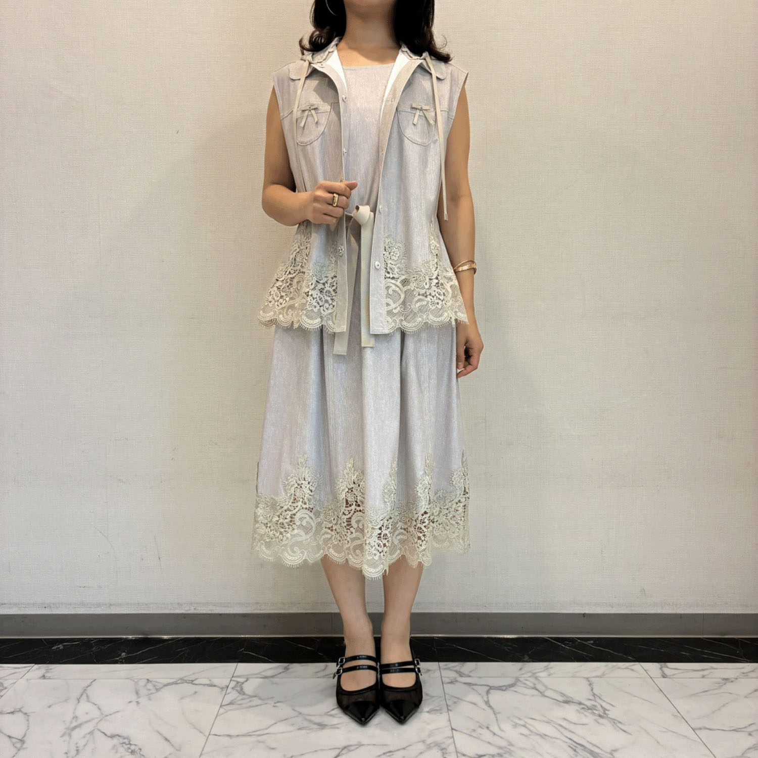 Super Beauty デニム風ノースリーブワンピース - 画像7