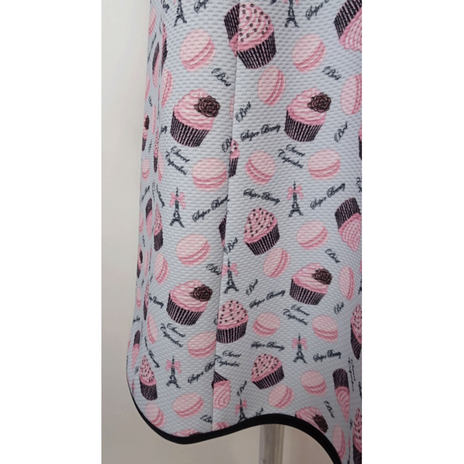 【Insta Live】Super Beauty エッフェル塔モチーフ付スイーツ柄プリント半袖ワンピース - 画像16