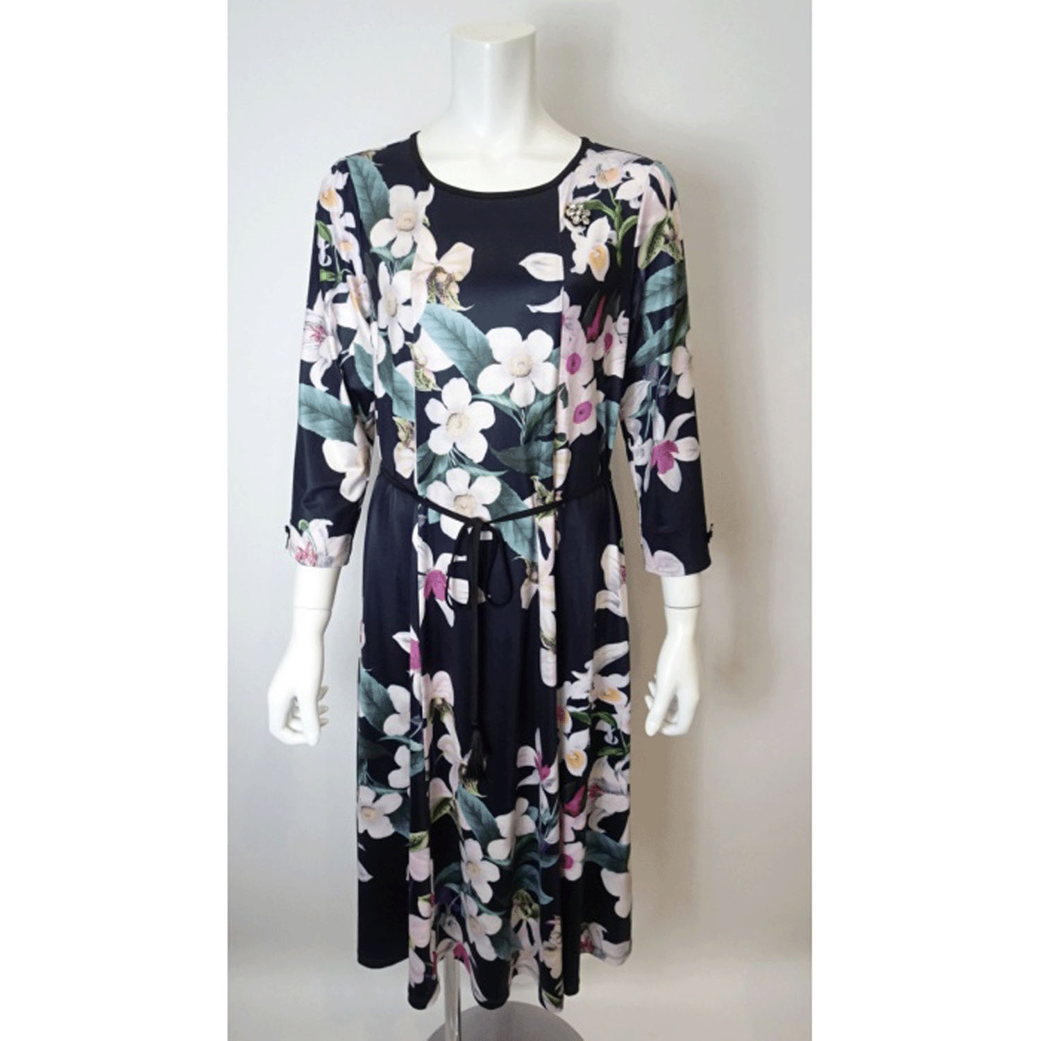 Super Beauty 大花プリント七分袖ワンピース - 画像14