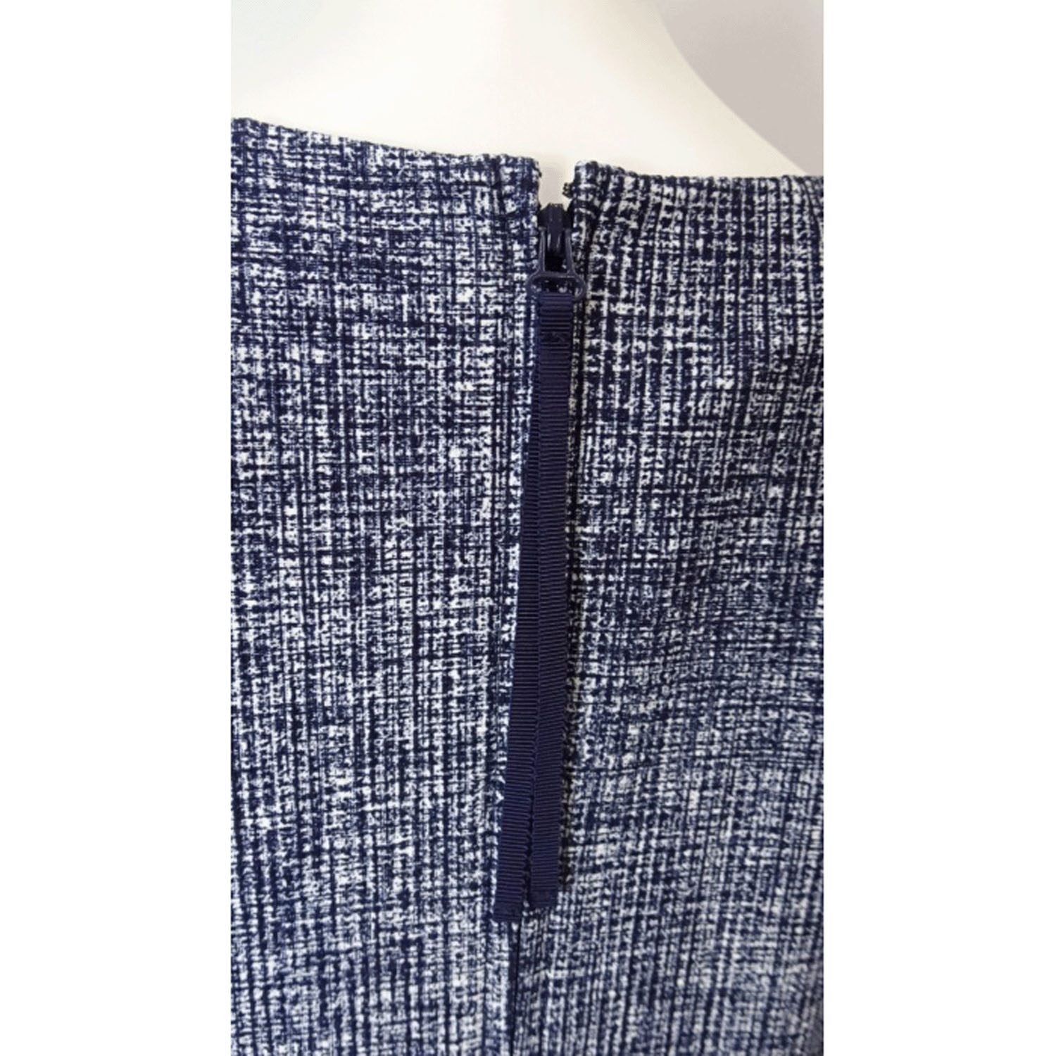 Super Beauty 転写プリント格子チェック柄スクエアネックフレンチスリーブワンピース - 画像12