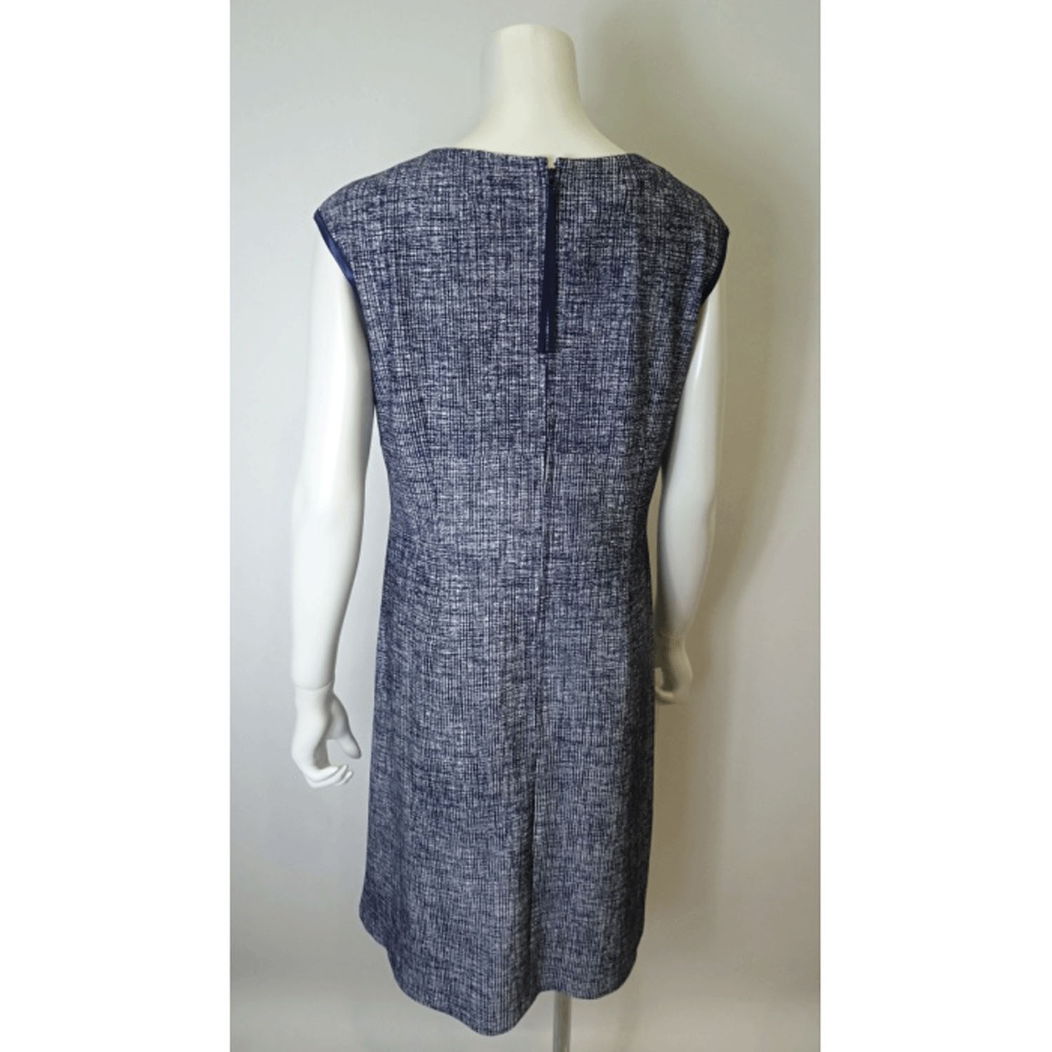 Super Beauty 転写プリント格子チェック柄スクエアネックフレンチスリーブワンピース - 画像9