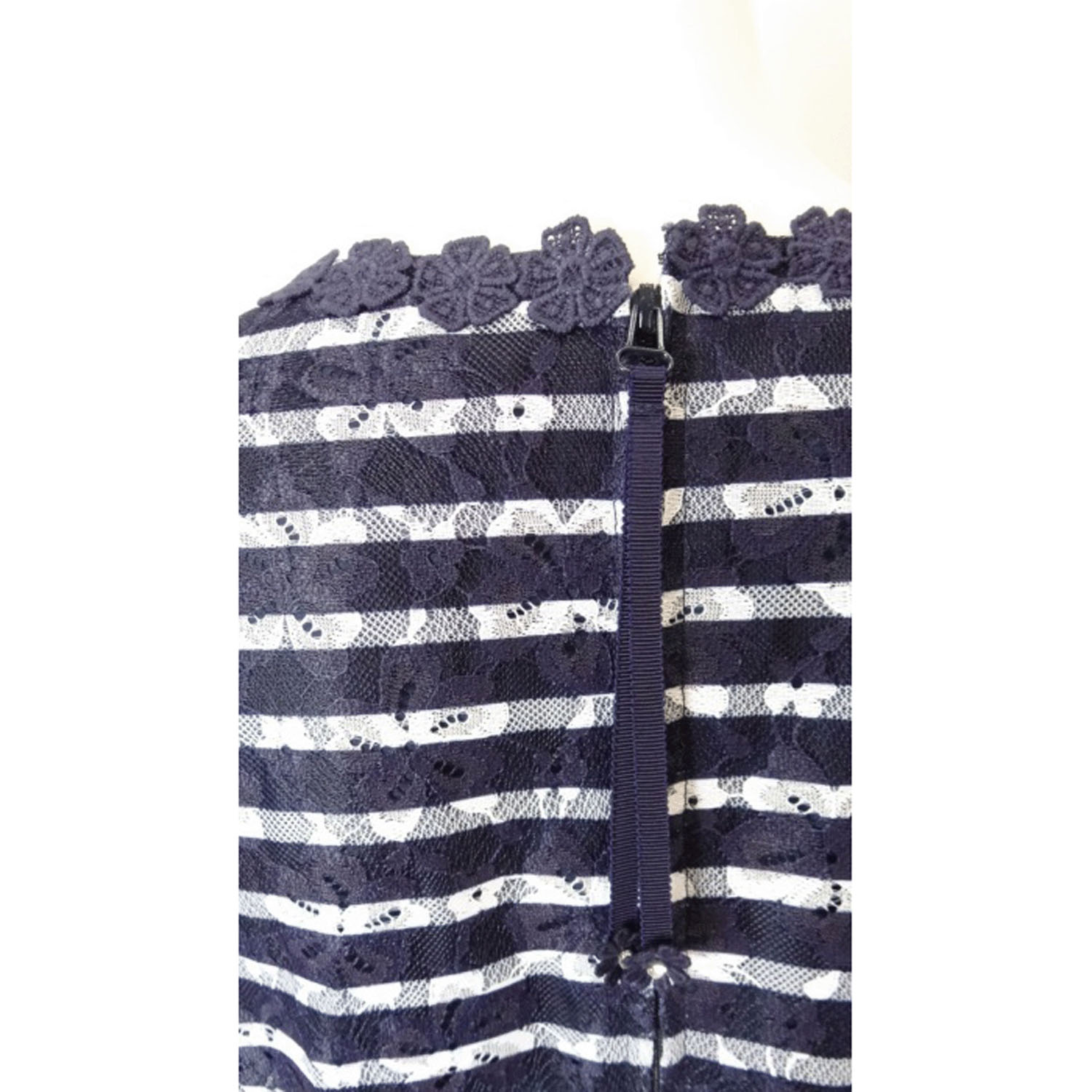 Super Beauty ボーダープリントレース素材半袖ワンピース - 画像18