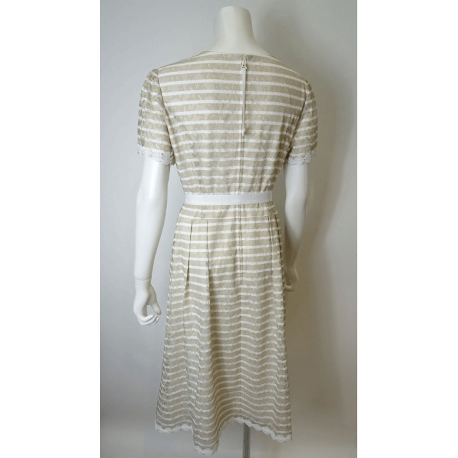 【3月下旬入荷予定】Super Beauty ボーダープリントレース素材半袖ワンピース - 画像4