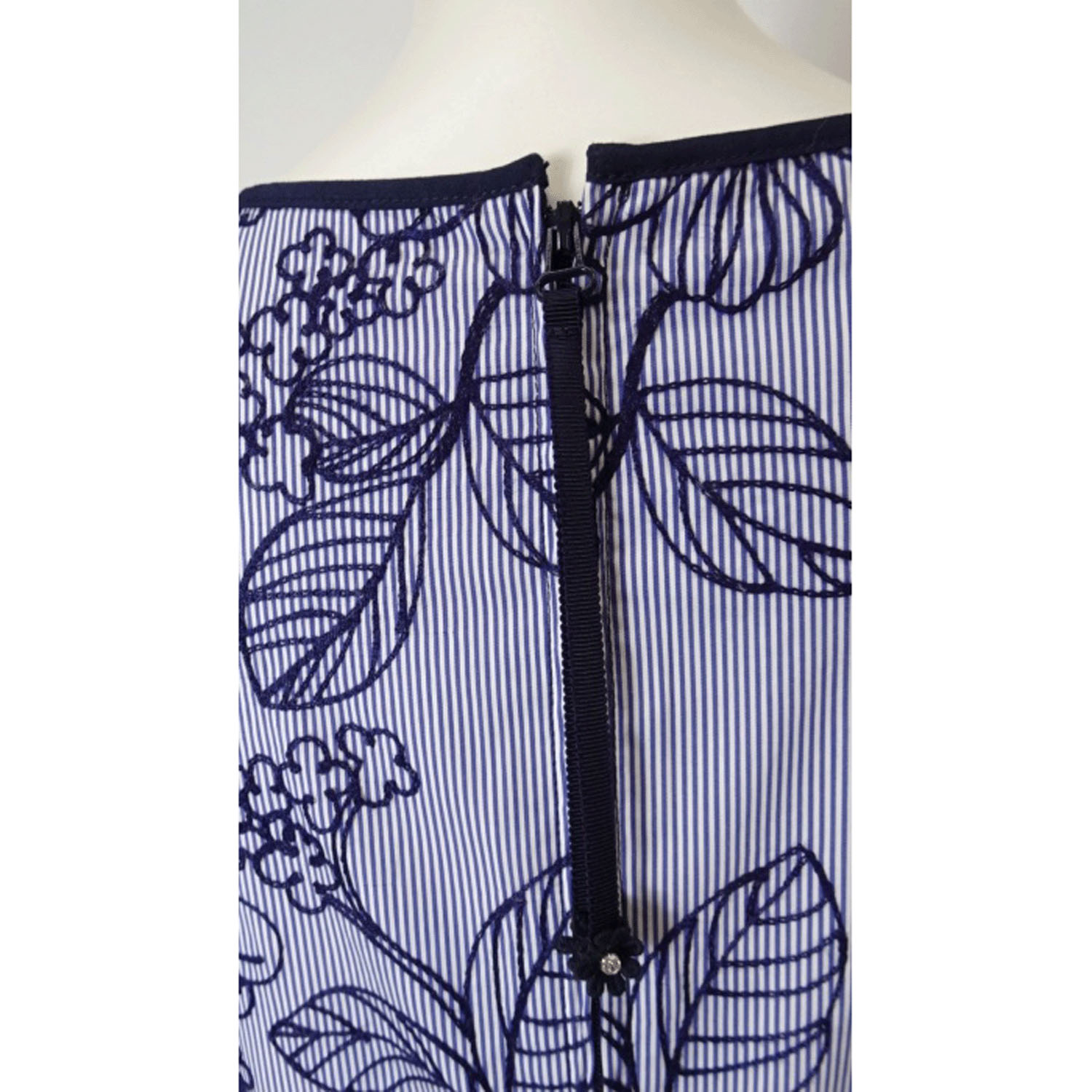 Super Beauty ストライプ柄×花フロッキープリント半袖ワンピース - 画像18